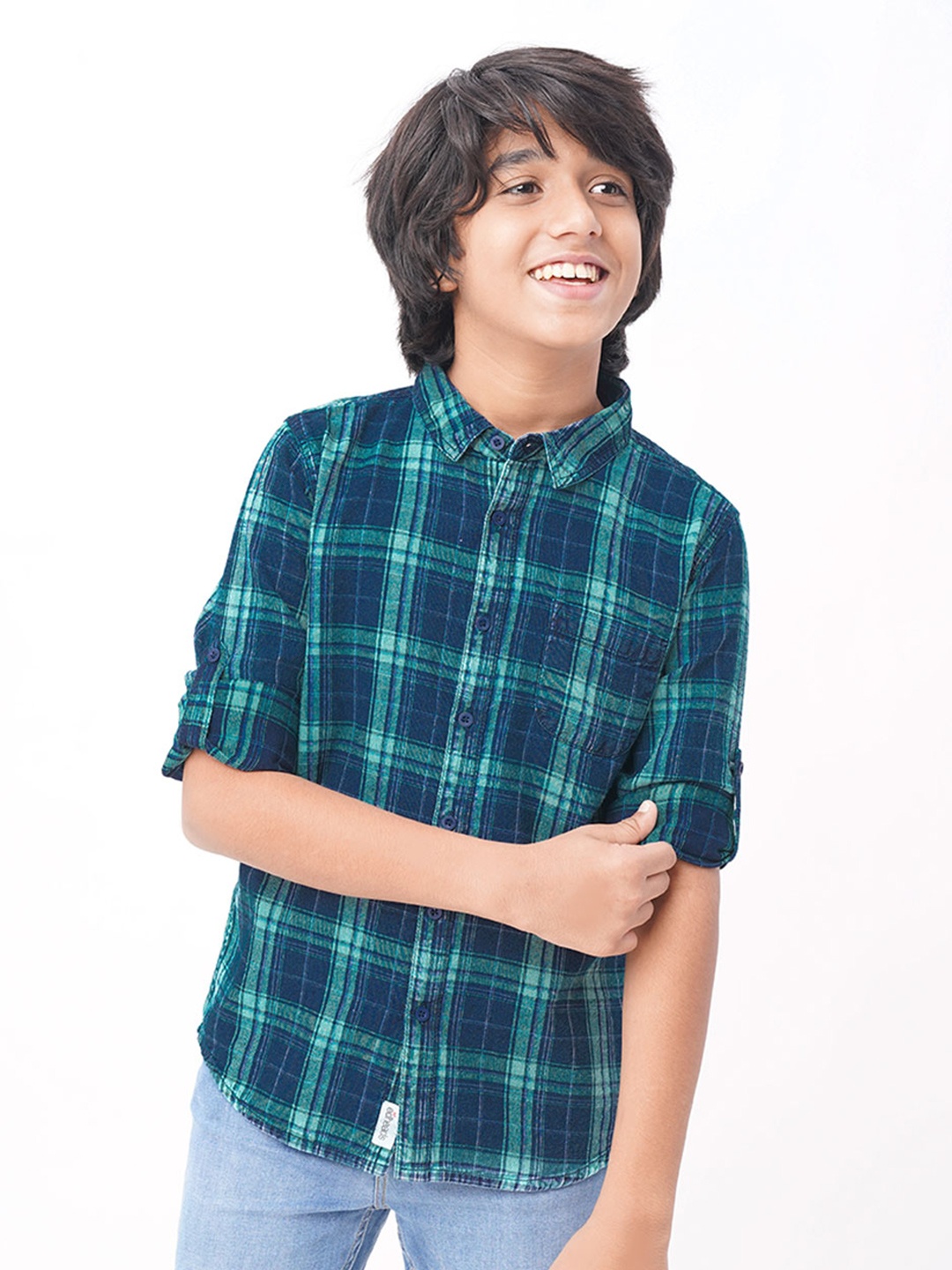 

edheads Boys Tartan Checked Cotton Casual Shirt, Blue