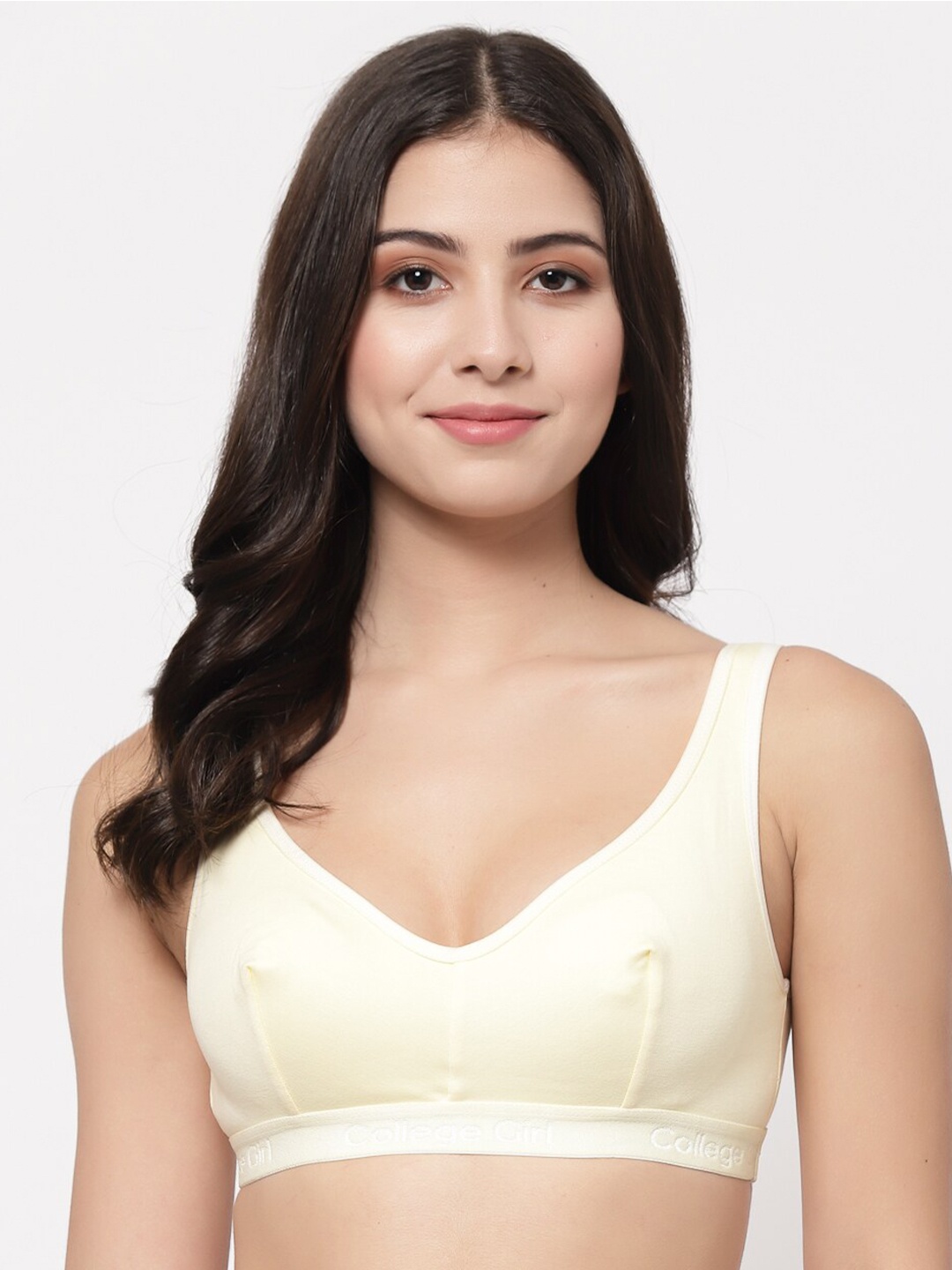 

College Girl Beige Non Padded Workout Bra