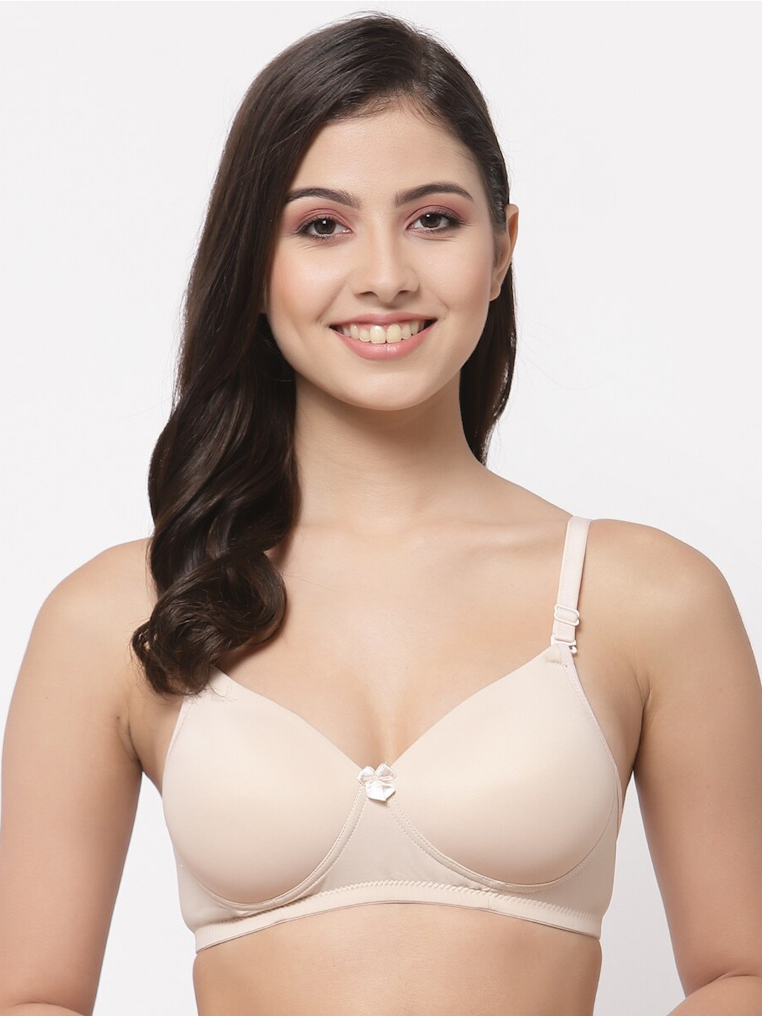 

College Girl Beige Solid Bra Lightly Padded