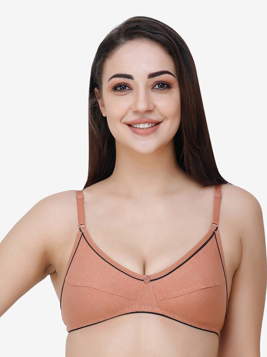 

Docare Women Brown & Black Solid Cotton Non Padded Seamed Everyday Bra