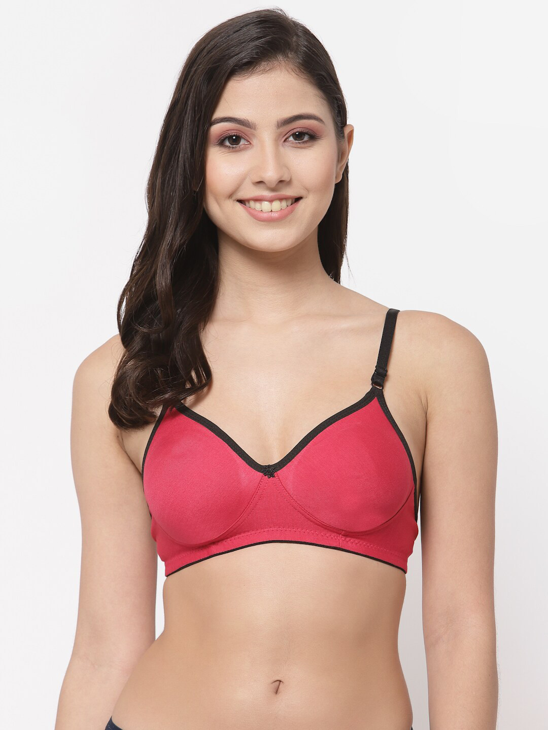 

Docare Women Red & Black Solid Cotton Non Padded Seamless T-shirt Bra