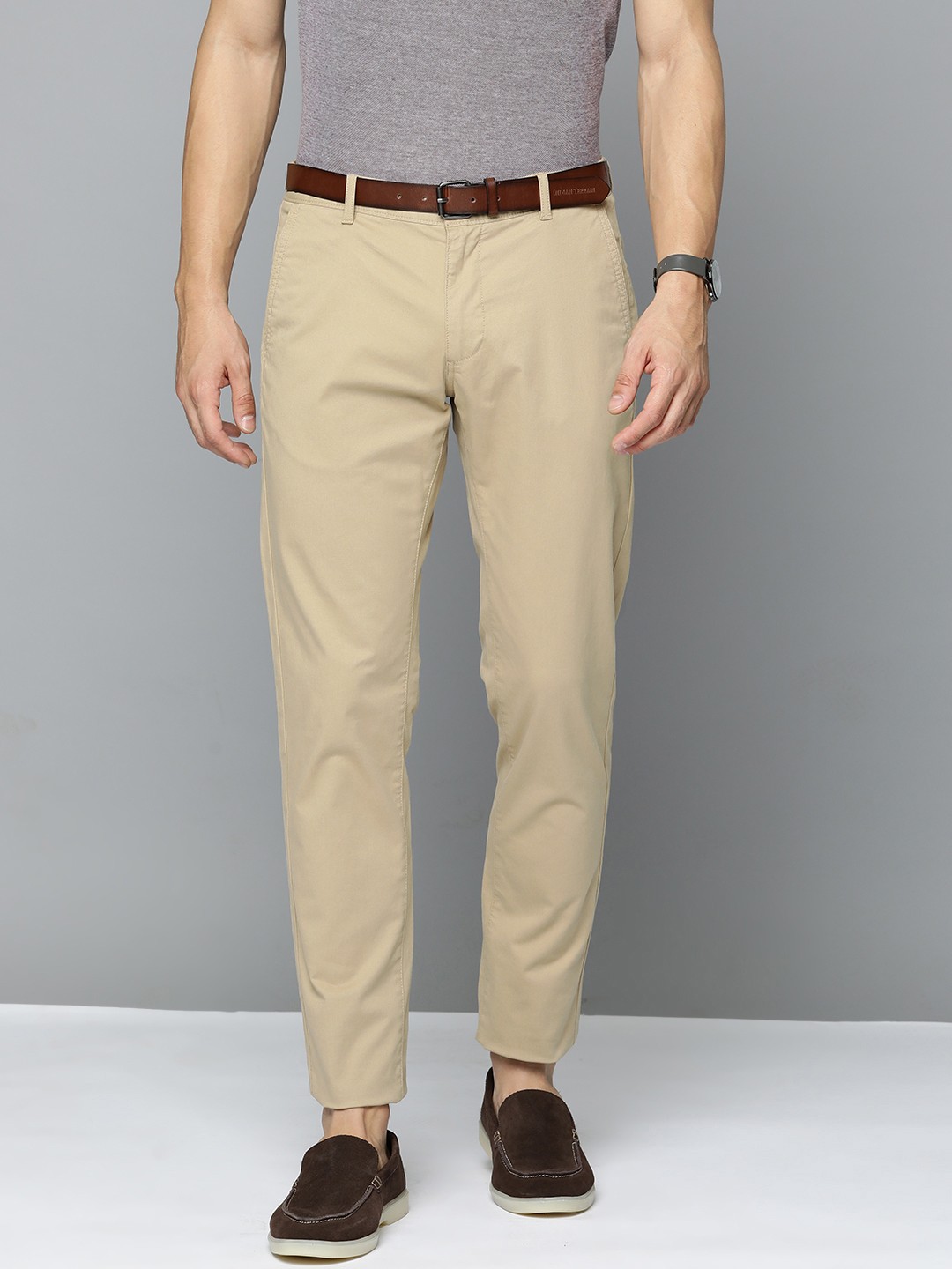 

Indian Terrain Men Brooklyn Slim Fit Trousers, Khaki