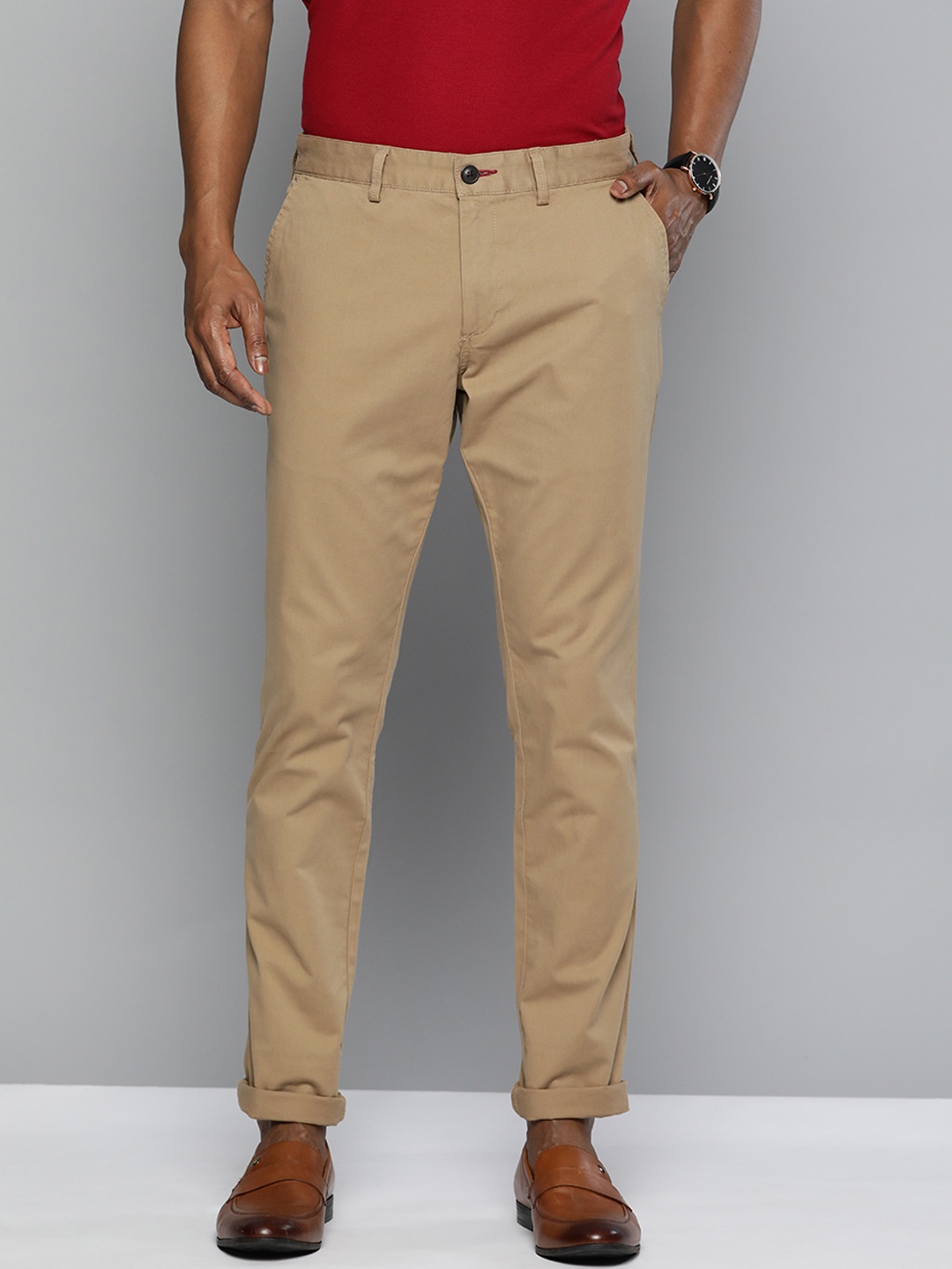 

Indian Terrain Men Brooklyn Slim Fit Chinos Trousers, Beige