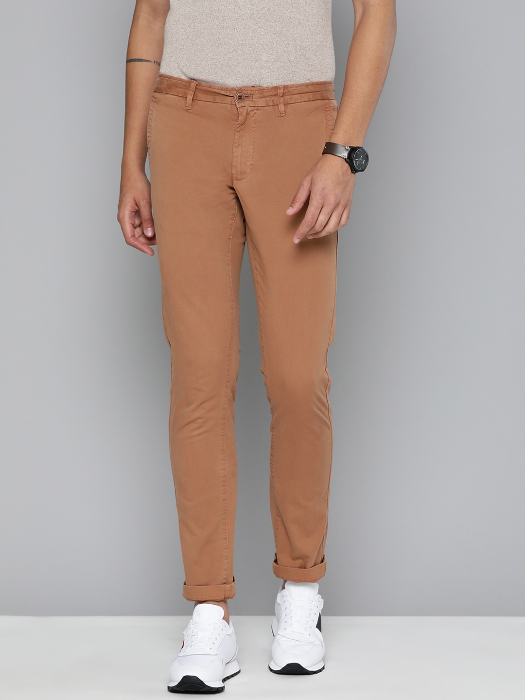 

Indian Terrain Brooklyn Slim Fit Trousers, Rust
