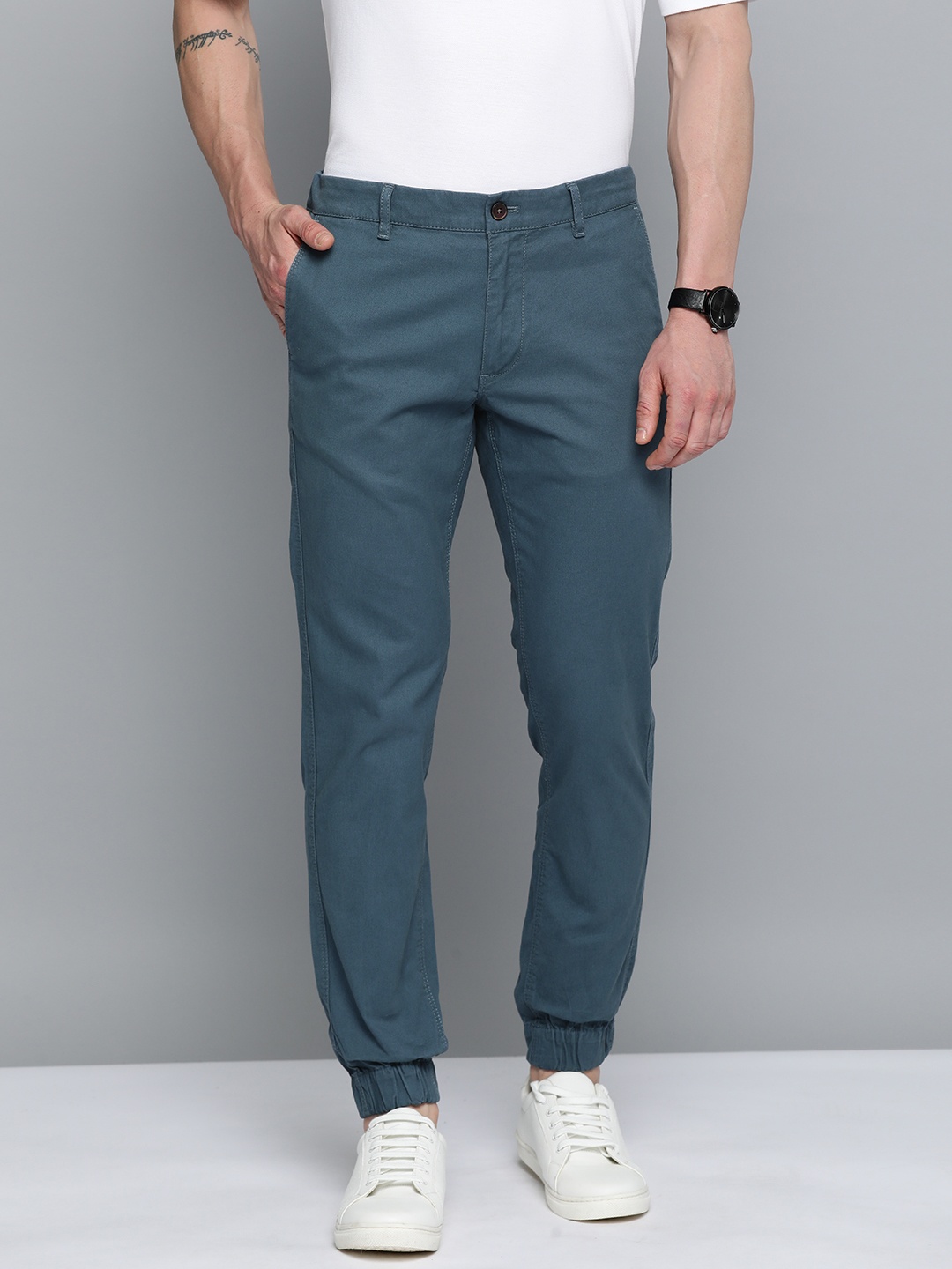

Indian Terrain Men Brooklyn Slim Fit Joggers, Teal