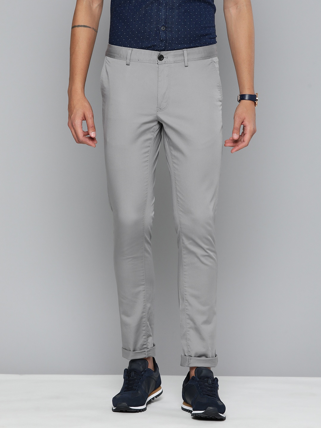 

Indian Terrain Men Brooklyn Slim Fit Trousers, Grey