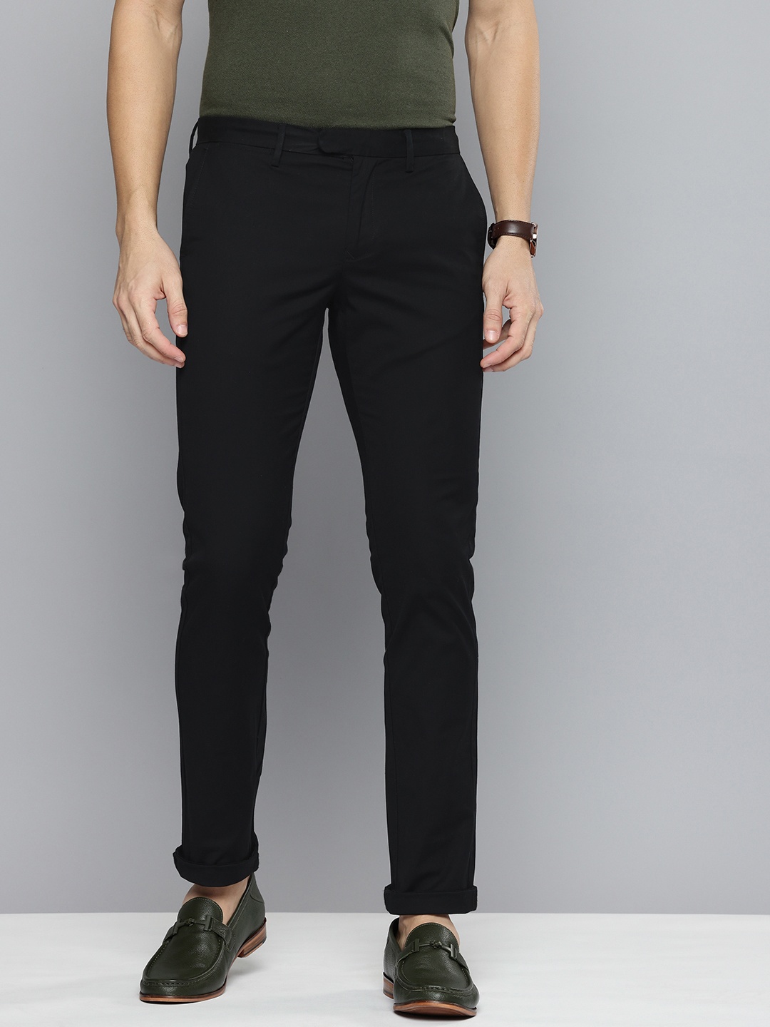 

Indian Terrain Men Brooklyn Slim Fit Semiformal Trousers, Black