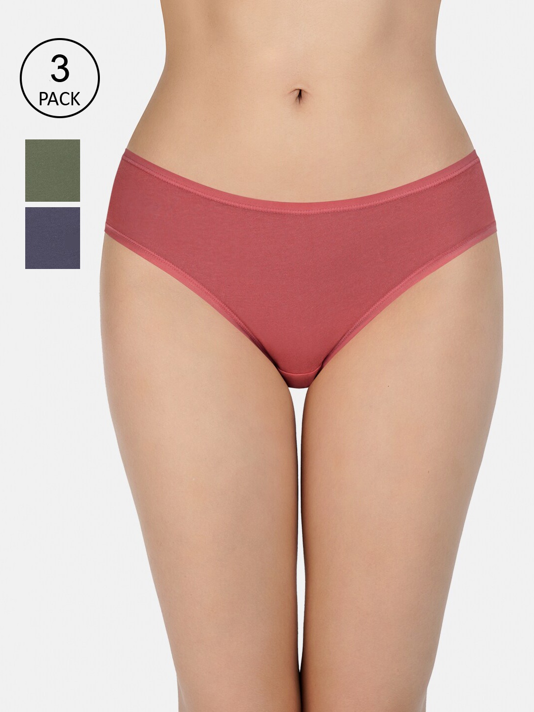 

Amante Women Pack Of 3 Solid Low-Rise Bikini Briefs PPK33002, Pink