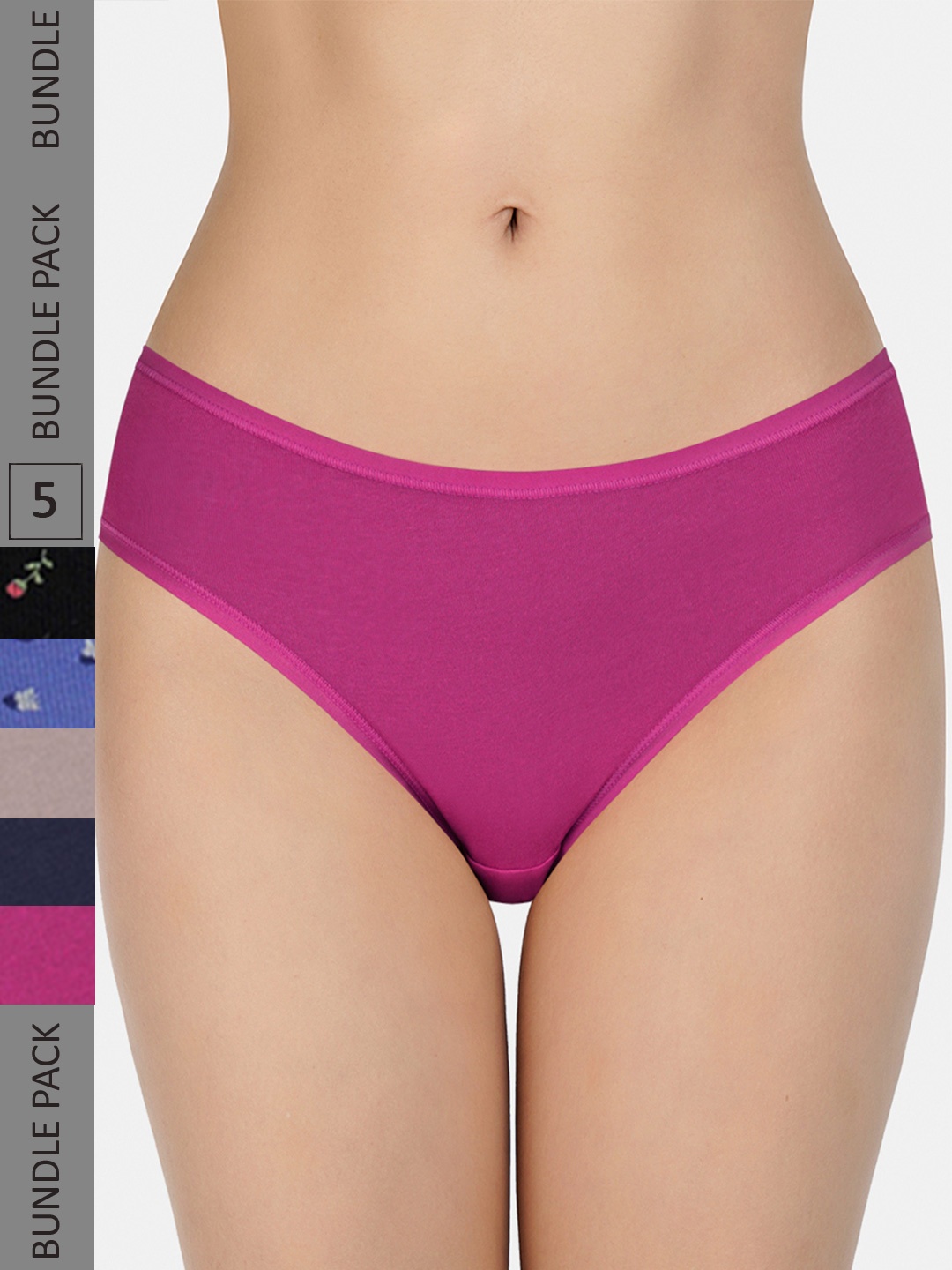 

Amante Women Pack of 5 Assorted Low Rise Bikini Brief - PPK35302, Pink
