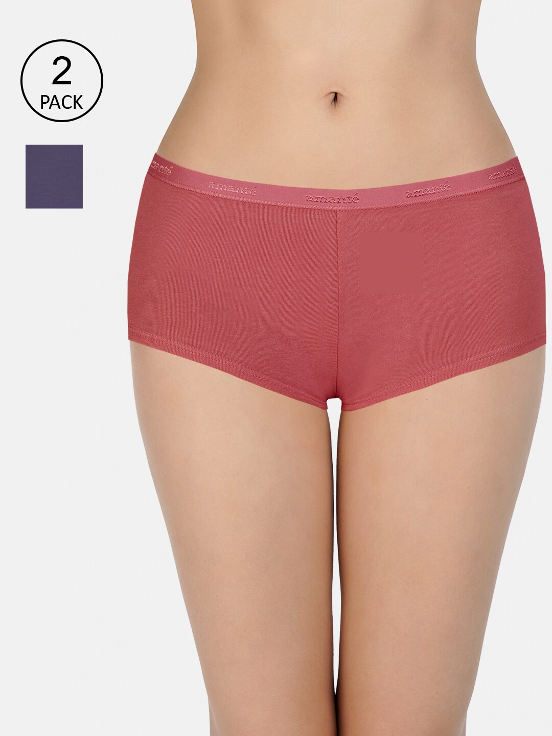 

Amante Women Solid Pack of 2 Low Rise Boyshort- PPK62001, Orange