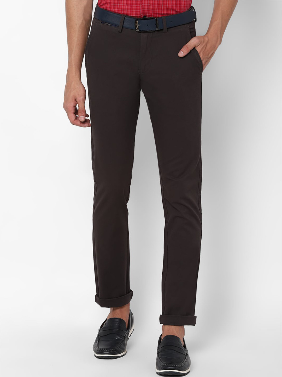 

Allen Solly Men Brown Slim Fit Cotton Trousers