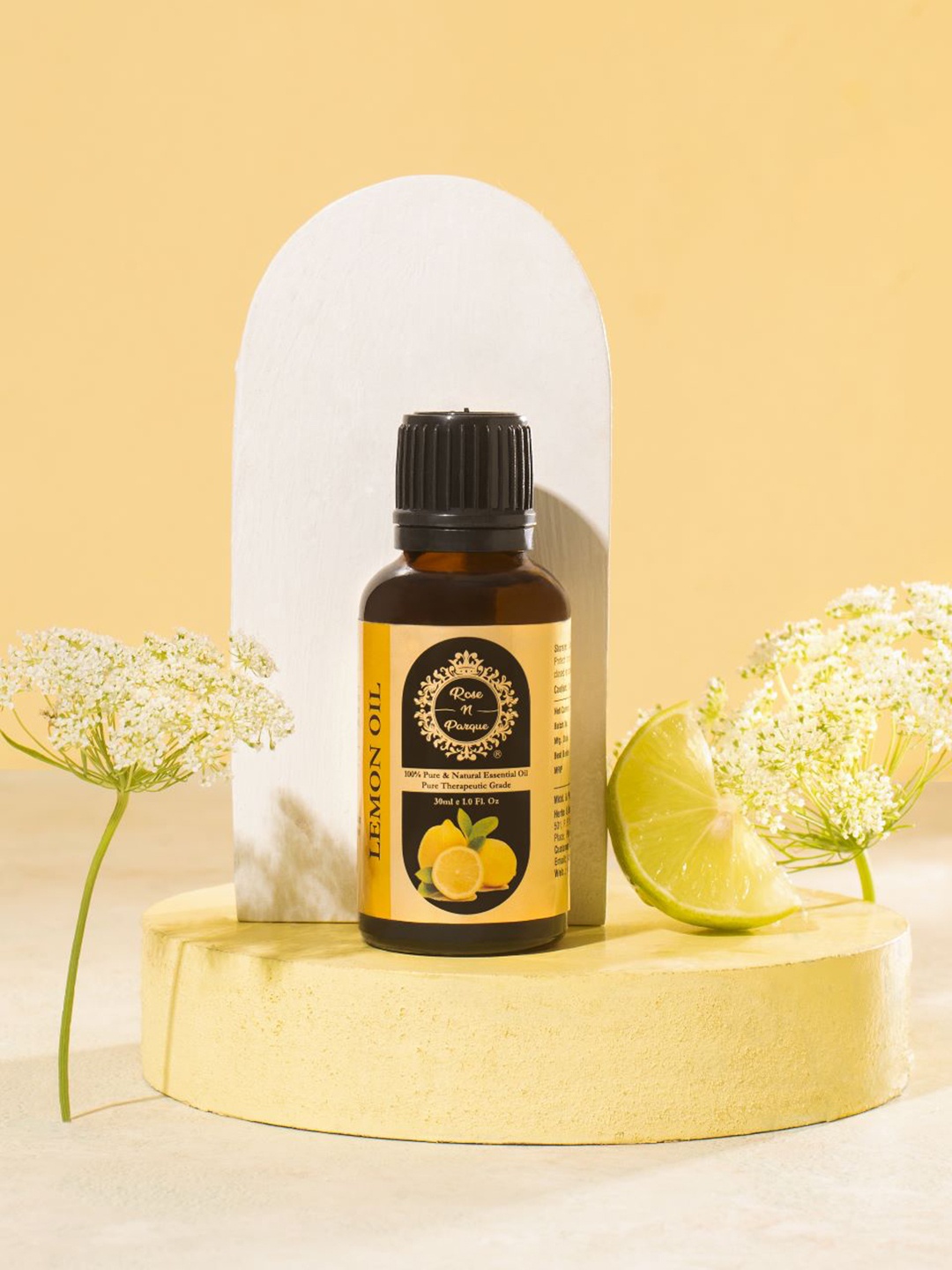 

ROSENPARQUE Lemon Essential Oil to Reduce Dandruff Brighten Skin & Aromatherapy 15ml, Gold