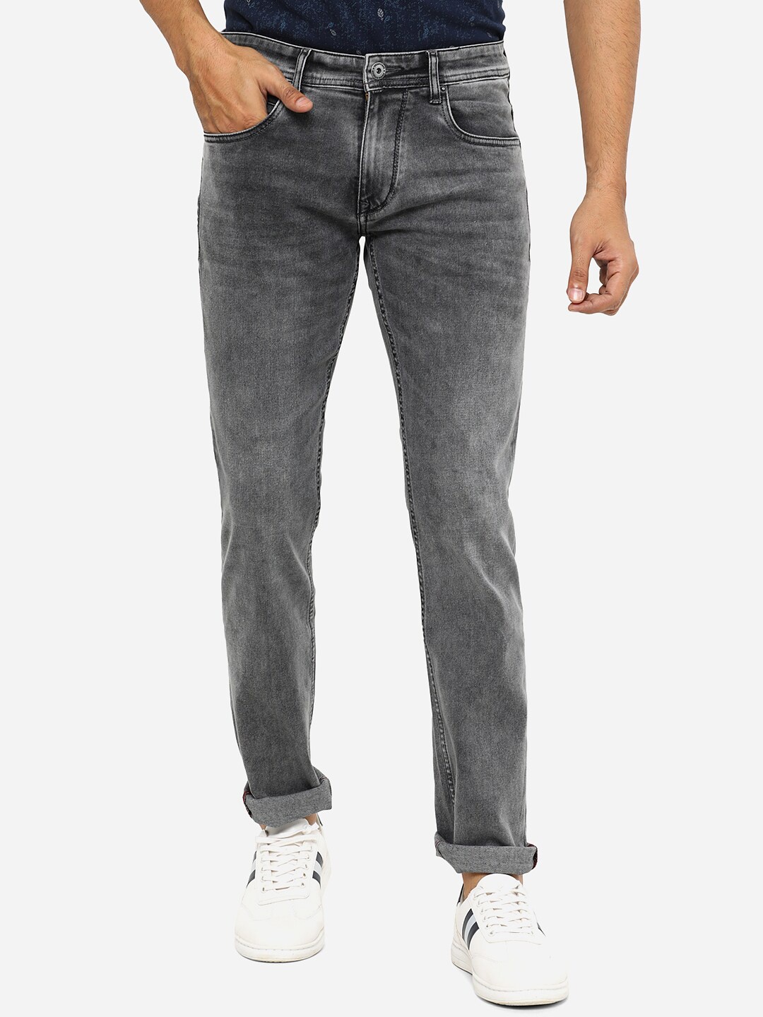 

Greenfibre Men Charcoal Slim Fit Heavy Fade Cotton Jeans