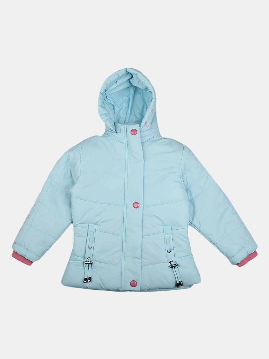 

V-Mart Girls Blue Solid Cotton Hooded Puffer Jacket