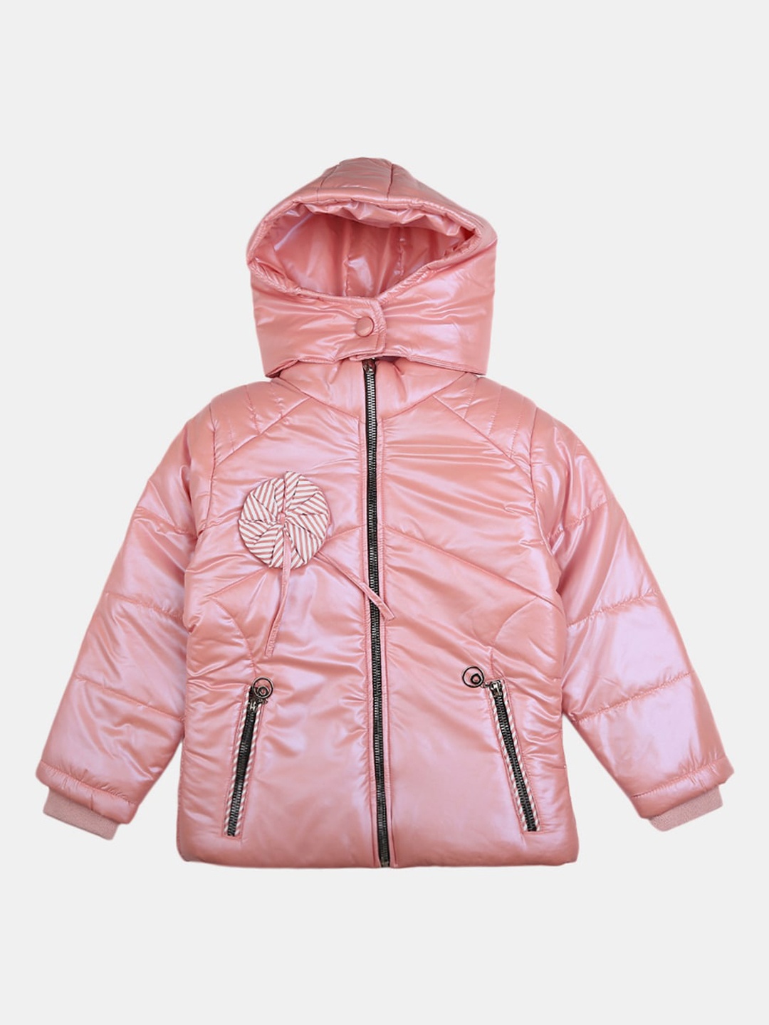 

V-Mart Girls Coral Solid Cotton Hooded Tailored Jacket