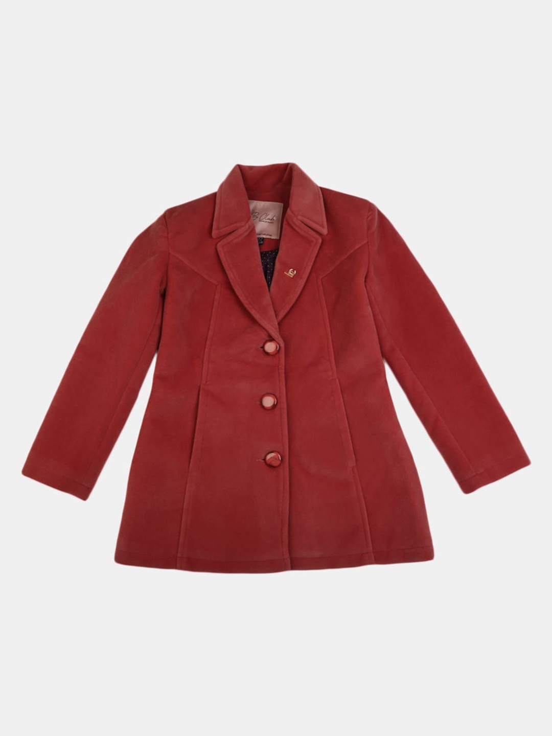

V-Mart Girls Rust Solid Cotton Longline Tailored Jacket