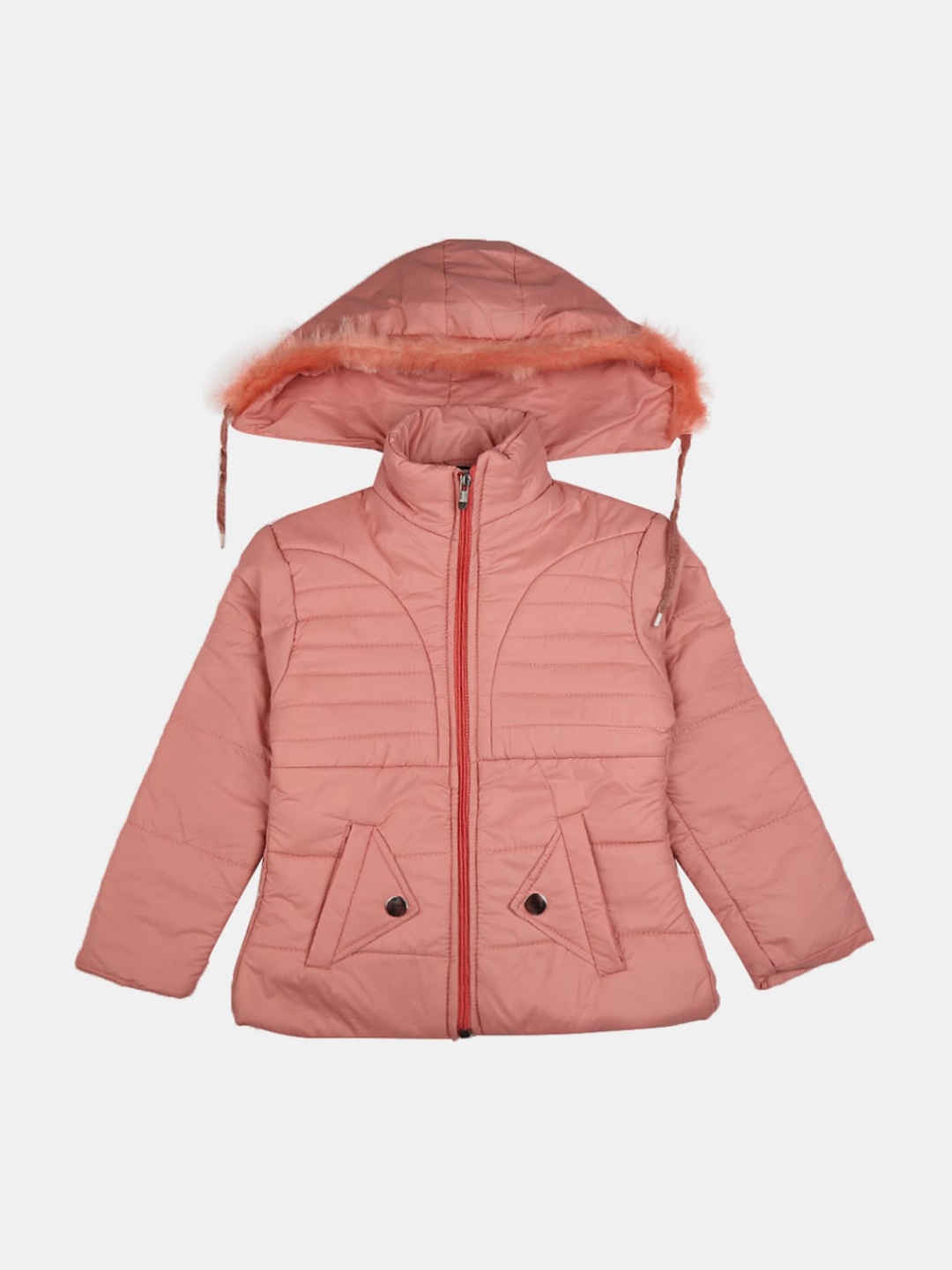 

V-Mart Girls Peach-Coloured Outdoor Puffer Jacket