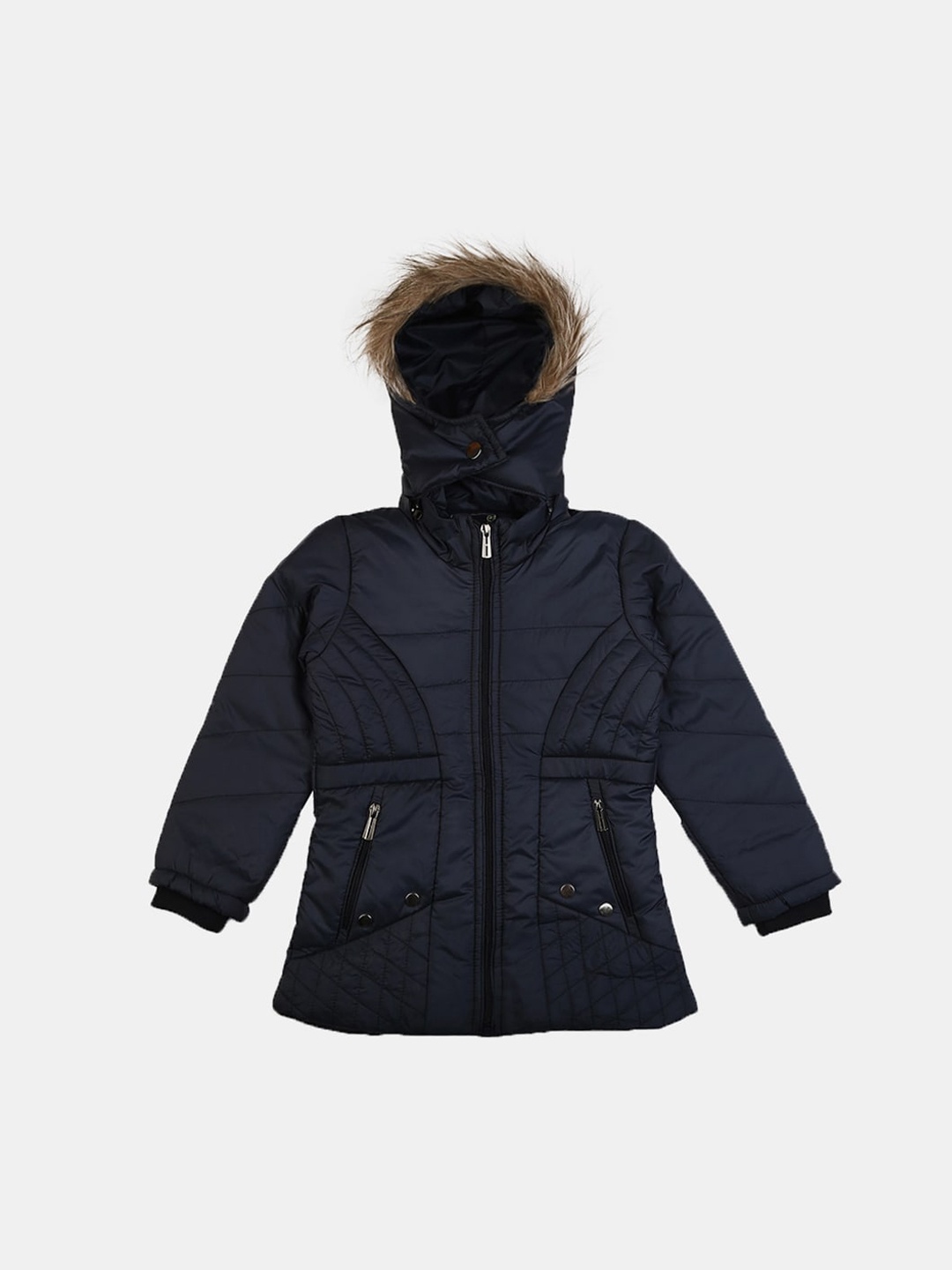 

V-Mart Girls Navy Blue Longline Outdoor Puffer Jacket