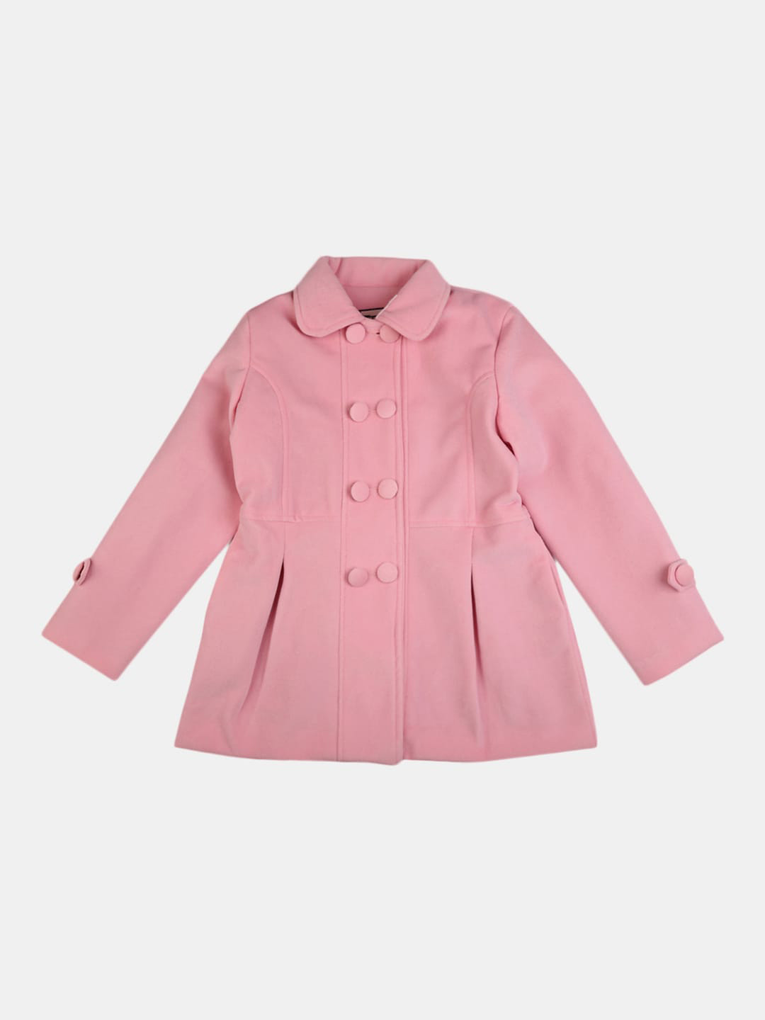 

V-Mart Girls Pink Solid Cotton Longline Tailored Jacket