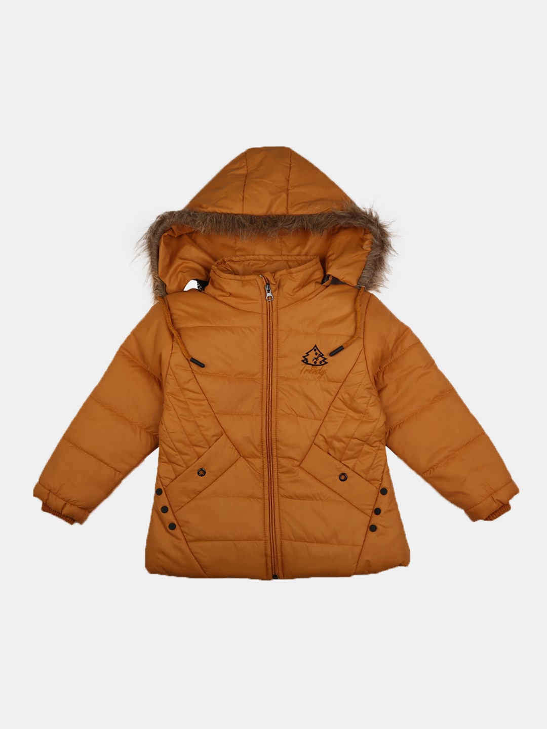 

V-Mart Girls Mustard Solid Cotton Hooded Parka Jacket