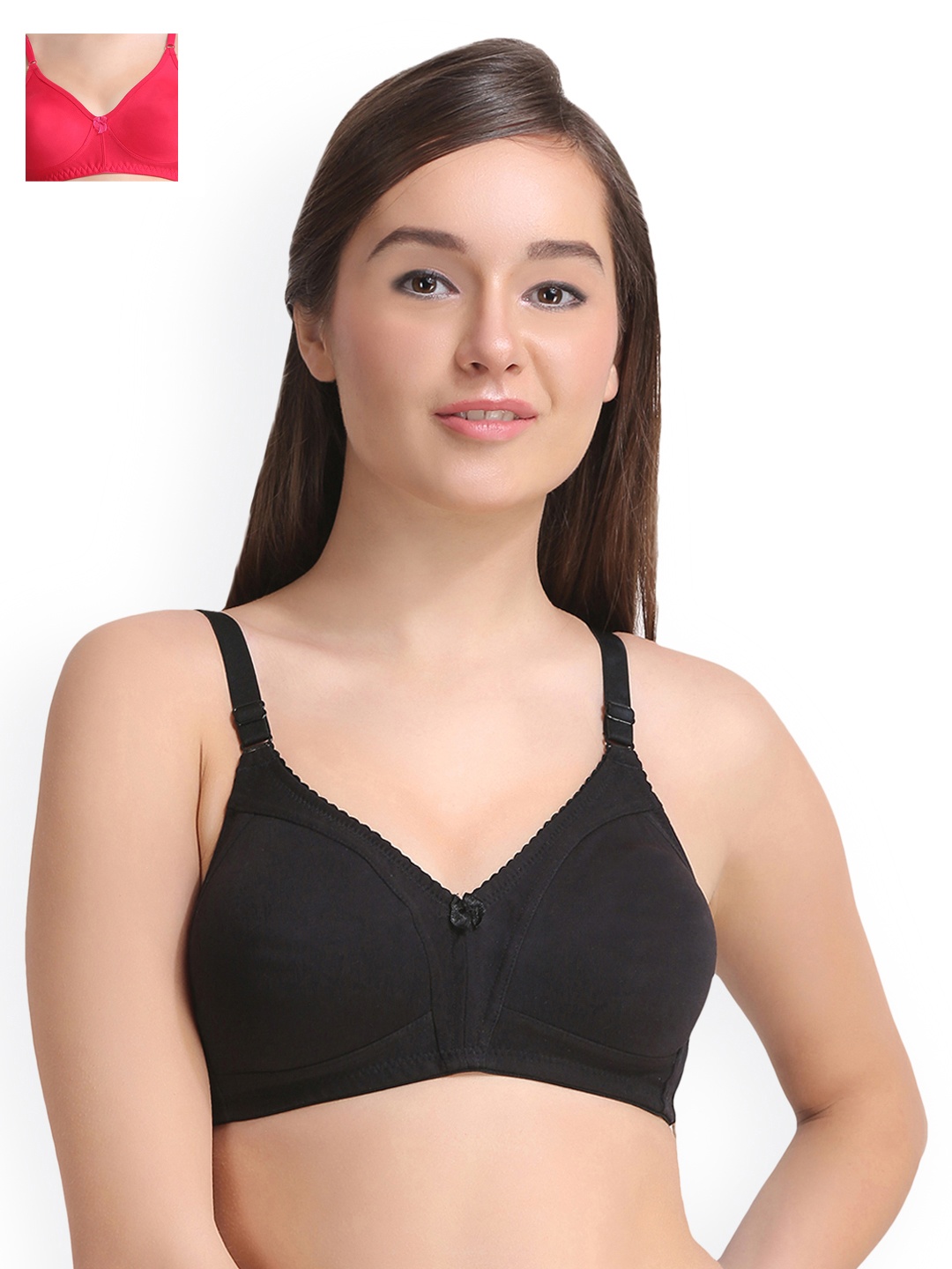 

Leading Lady Pack of 2 Full Coverage T-shirt Bras LLCONCENT-2-BLK-RN, Black