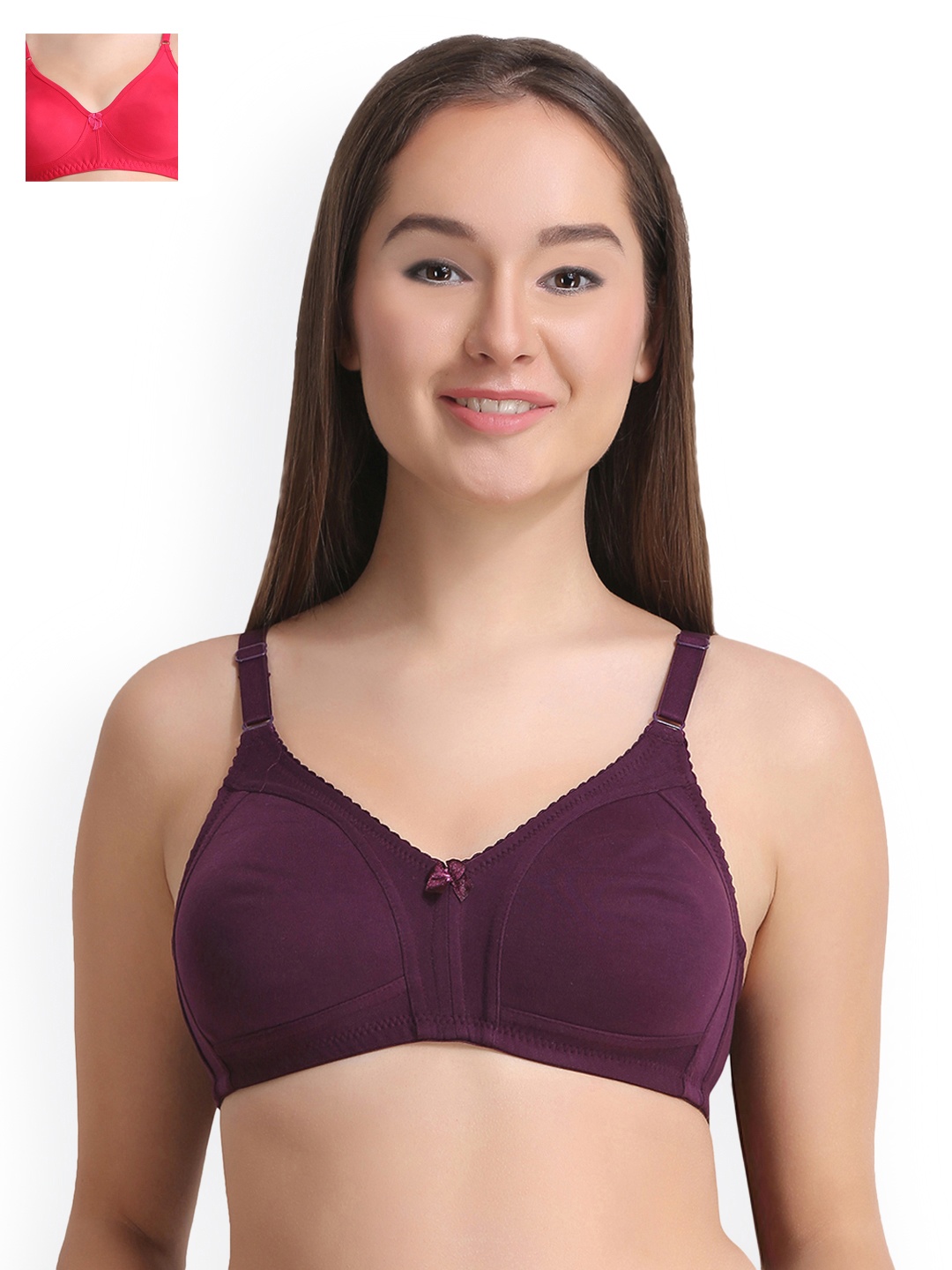 

Leading Lady Pack of 2 Full Coverage T-shirt Bras LLCONCENT-2-RN-PP, Pink