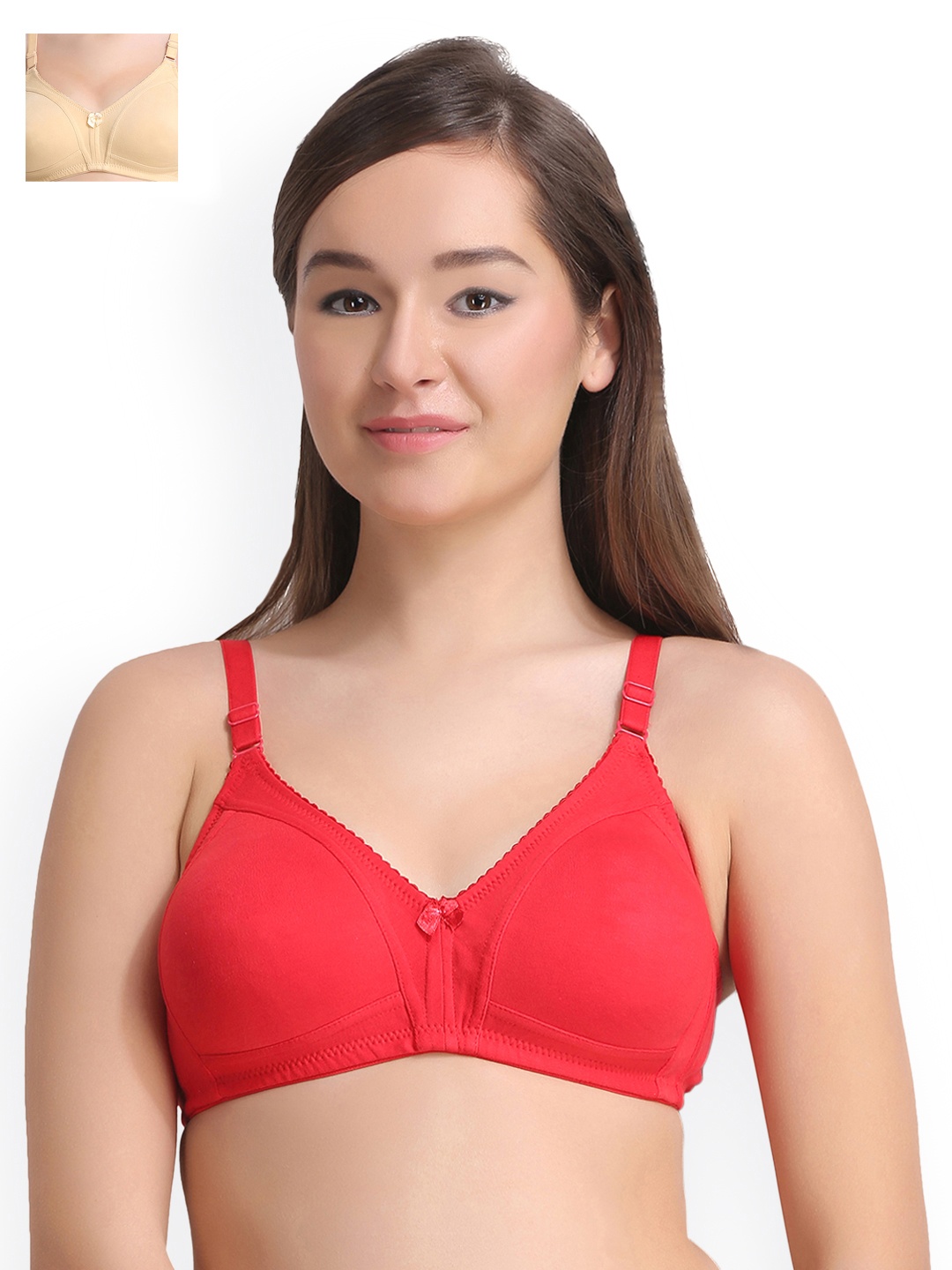 

Leading Lady Pack of 2 Full Coverage T-shirt Bras LLCONCENT-2-SKN-RD, Red