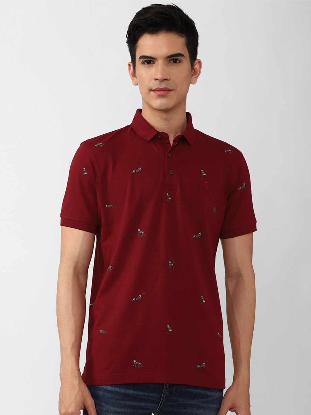 

SIMON CARTER LONDON Men Maroon Polo Collar Slim Fit T-shirt