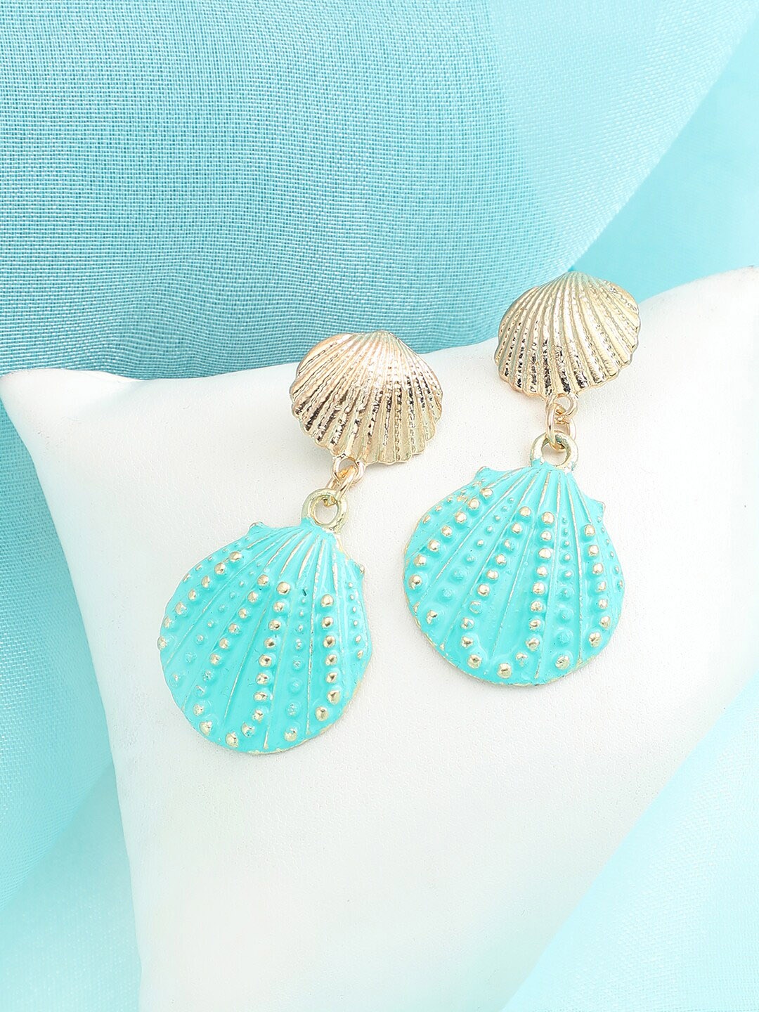 

SOHI Green & Gold-Plated Contemporary Drop Earrings