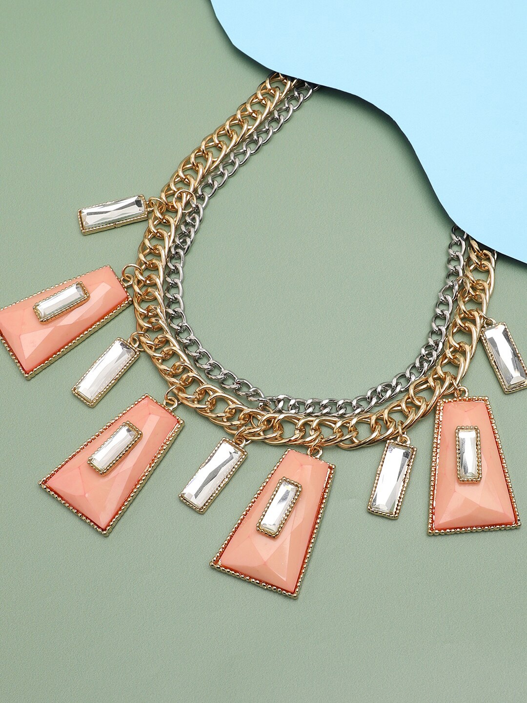 

SOHI Peach-Coloured Gold-Plated Necklace