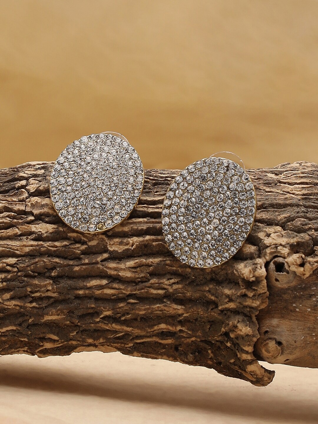 

SOHI White & Silver-Plated Contemporary Studs Earrings