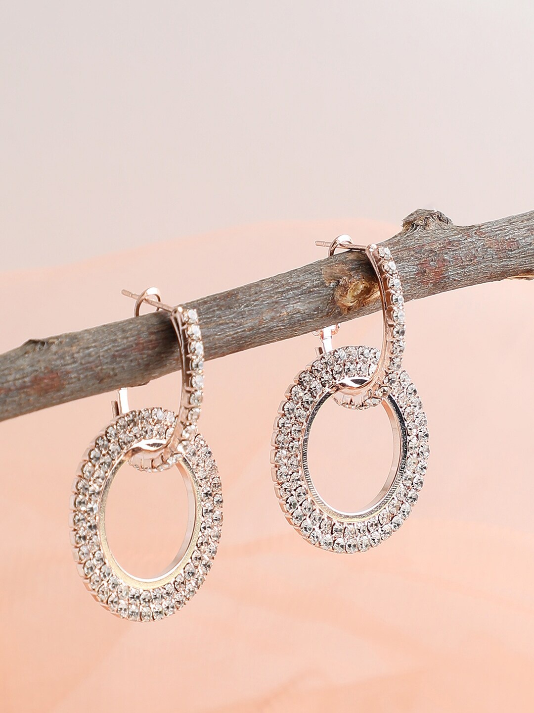 

SOHI White & Gold-Plated Contemporary Drop Earrings