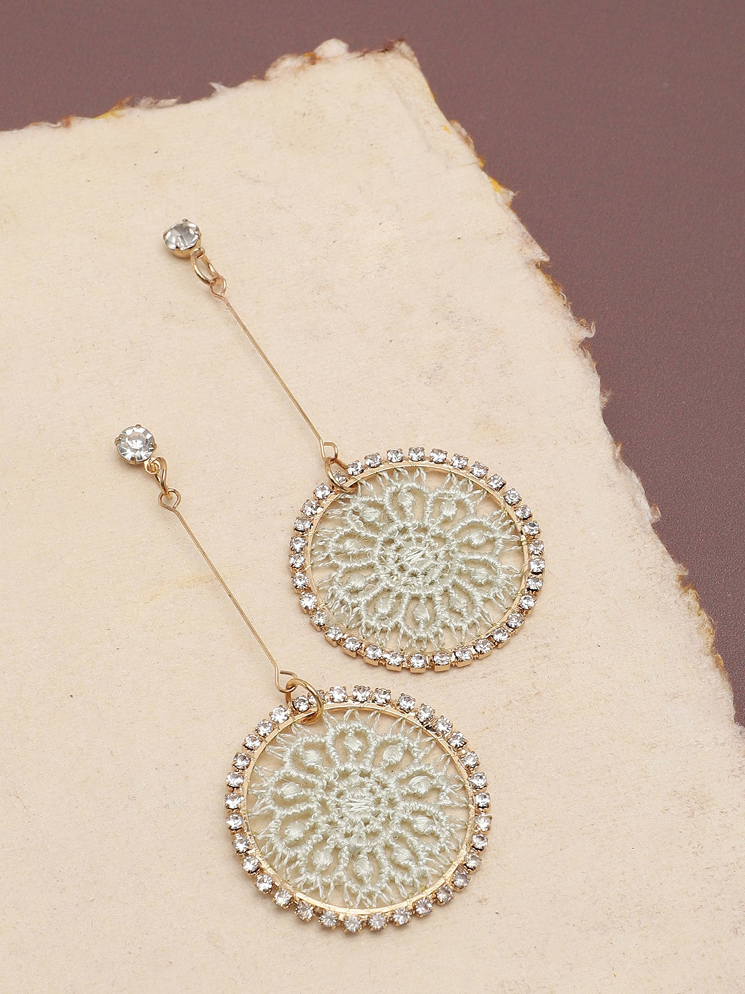 

SOHI White & Gold-Plated Contemporary Drop Earrings