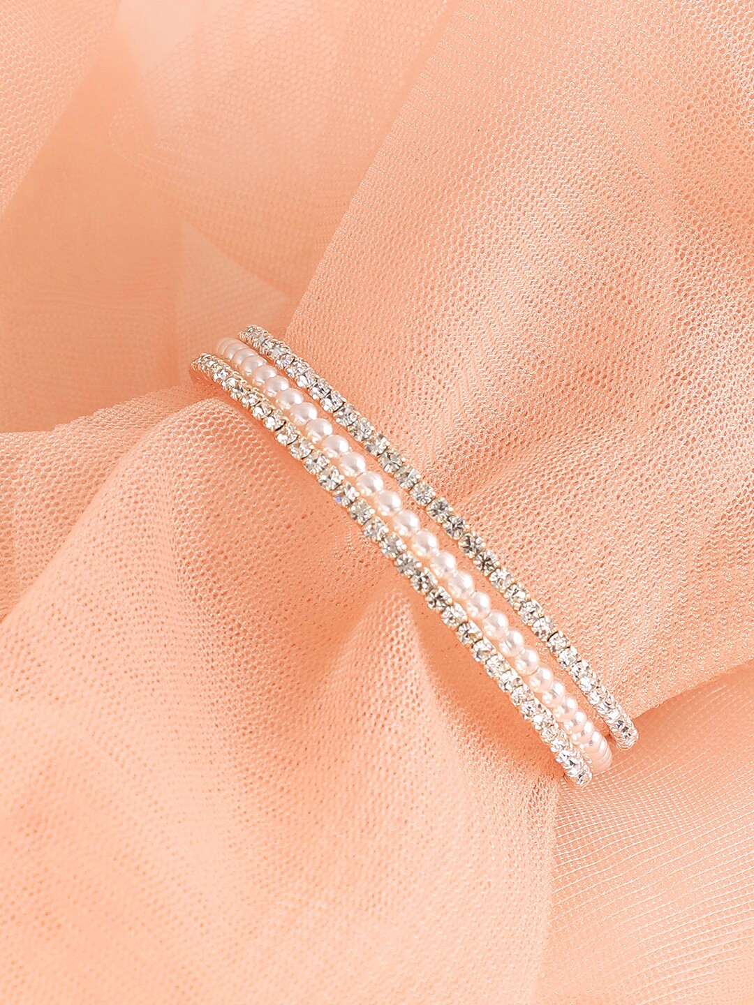 

SOHI Women White & Gold-Plated Cuff Bracelet