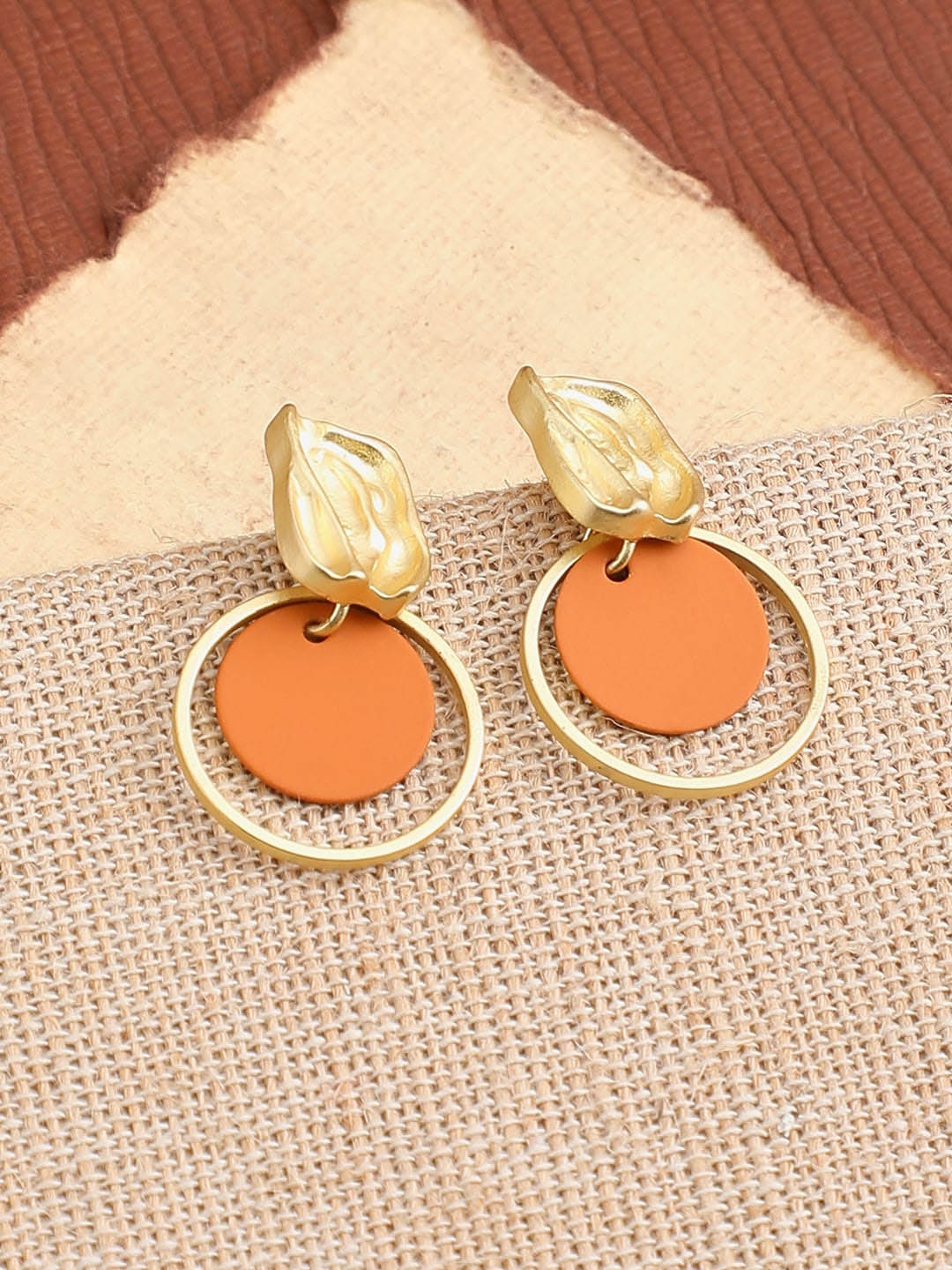 

SOHI Mustard & Gold-Plated Contemporary Drop Earrings