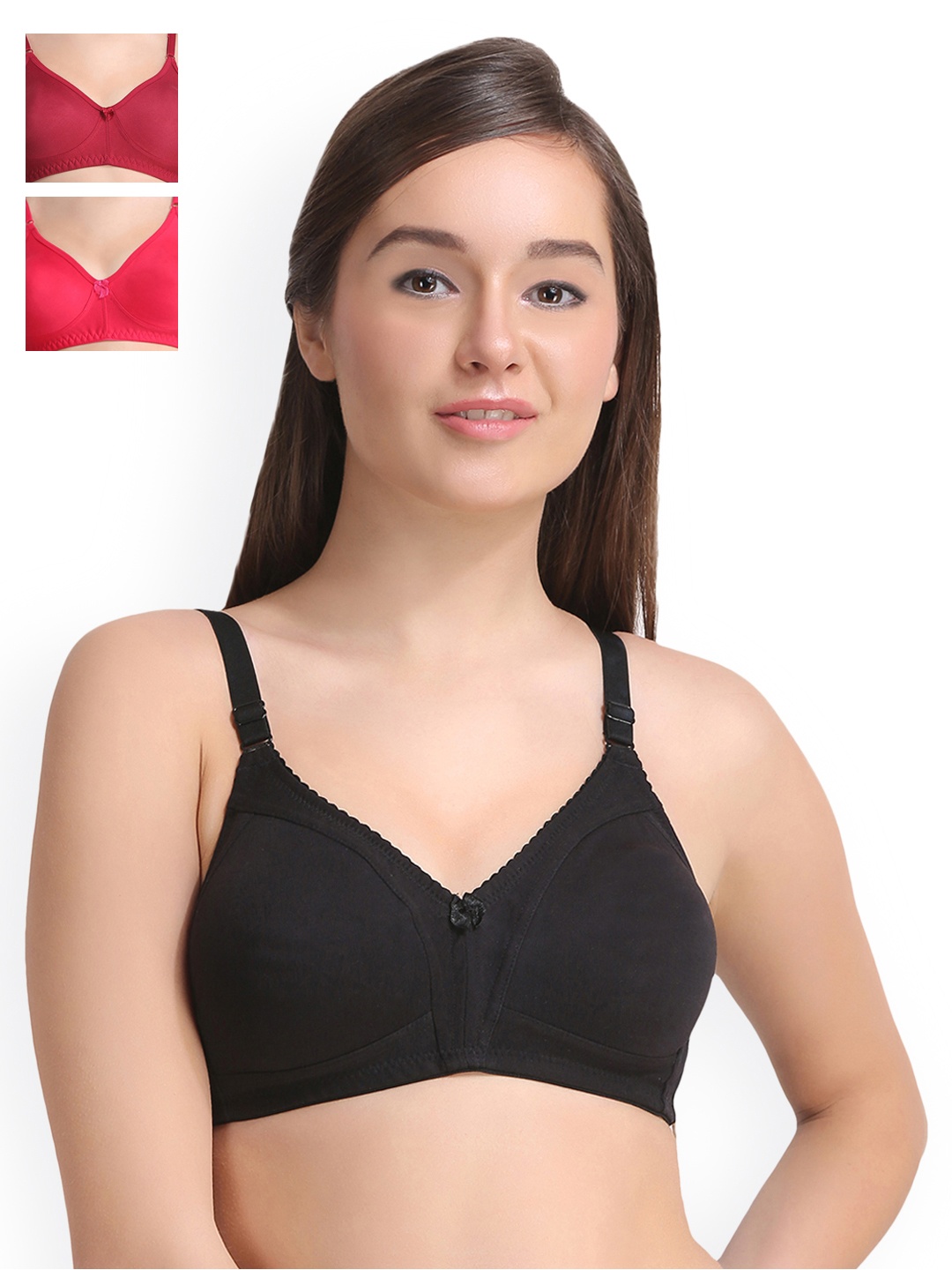 

Leading Lady Pack of 3 Full Coverage T-shirt Bras LLCONCENT-3-RN-BLK-MR, Black