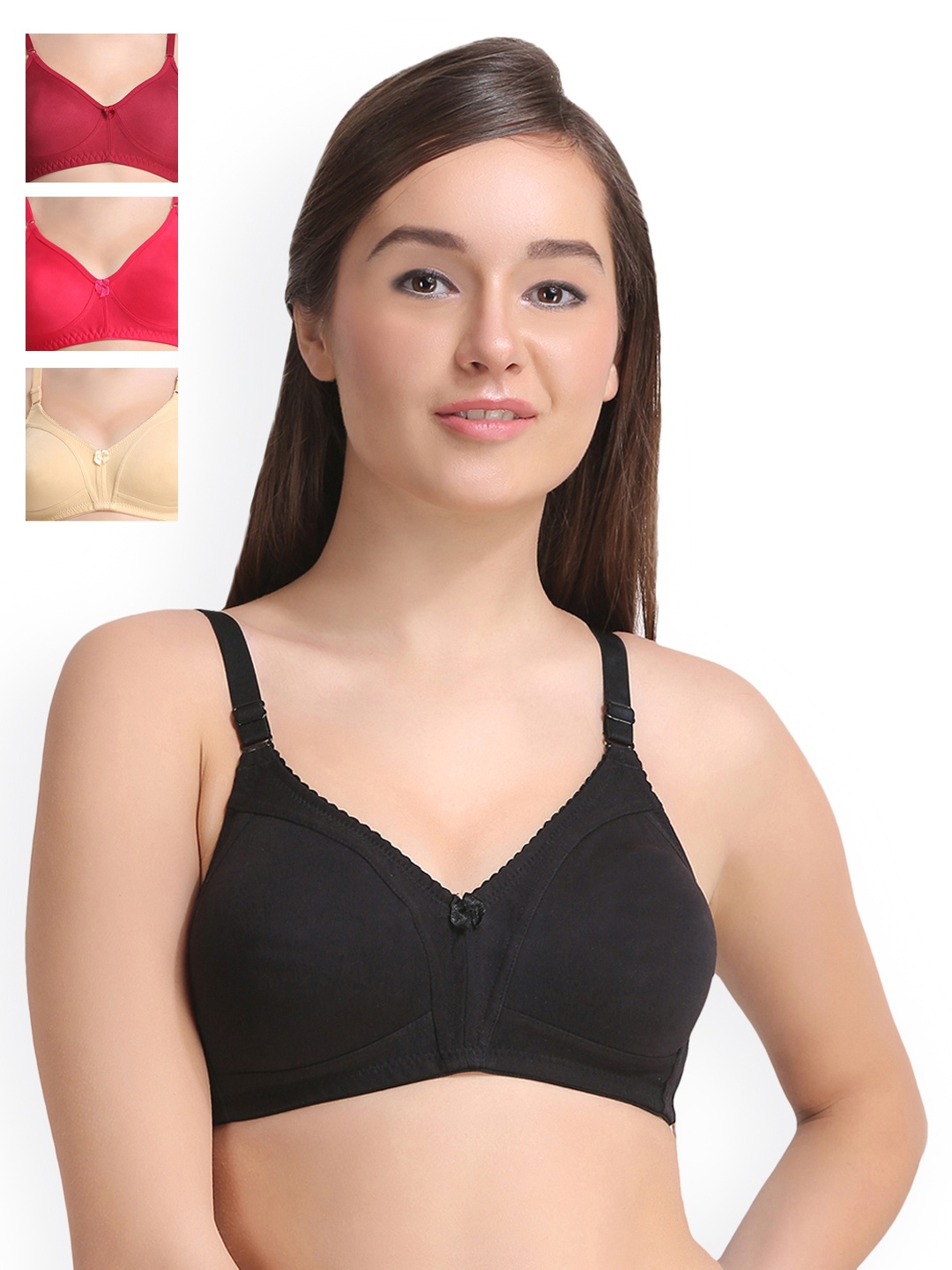 

Leading Lady Pack Of 4 Everyday Bras LLCONCENT-4-MR-RN-BLK-SKN, Multi