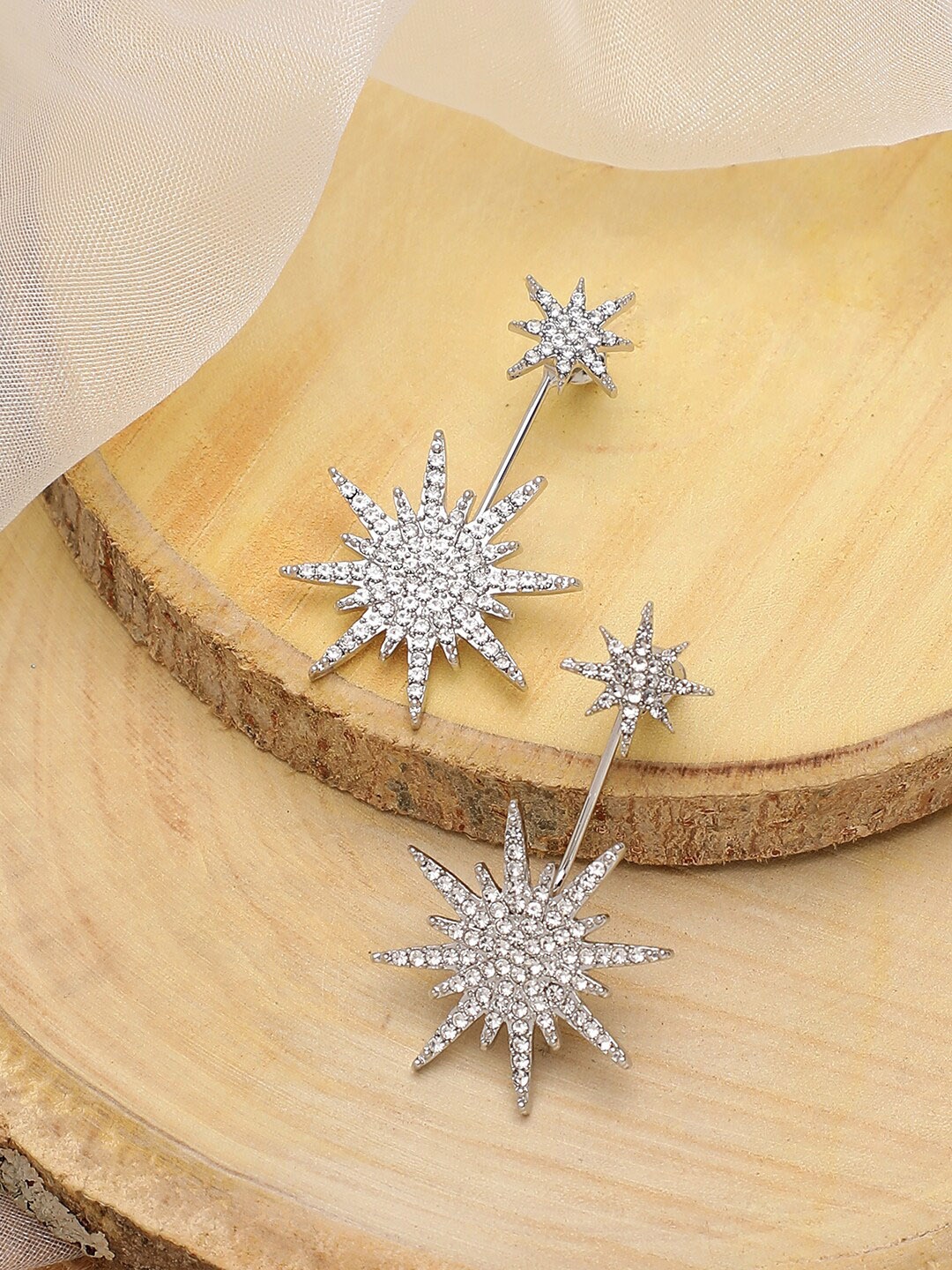 

SOHI Women Silver-Toned Contemporary Drop Earrings