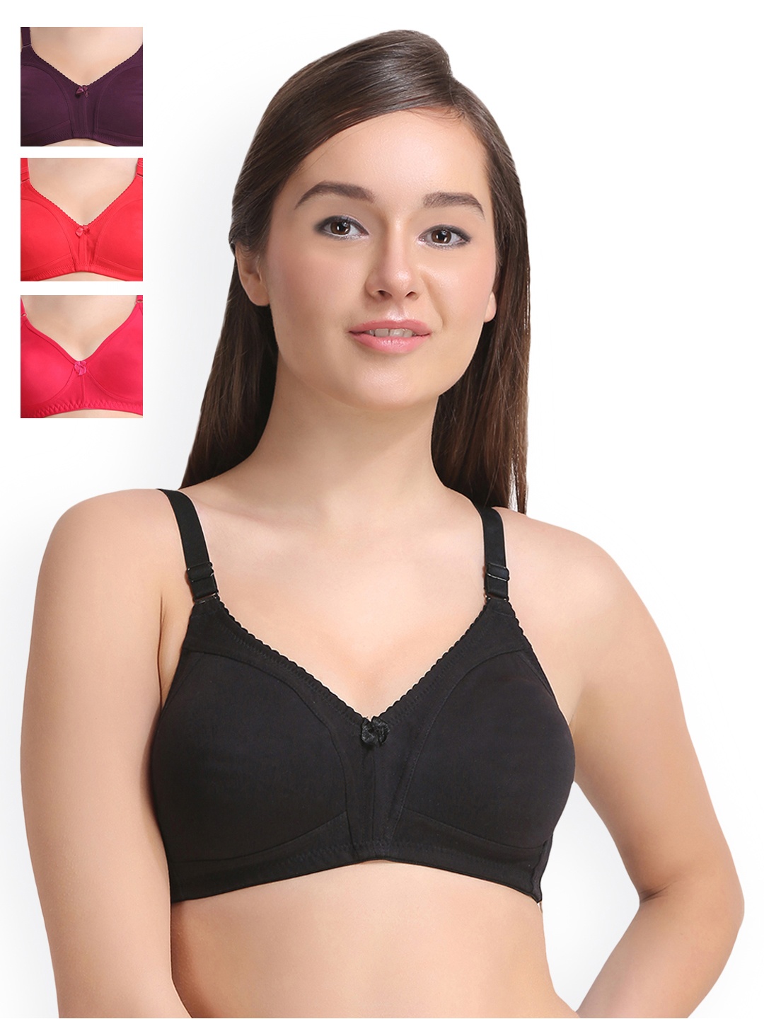 

Leading Lady Pack Of 4 Everyday Bras LLCONCENT-4-RN-PP-BLK-RD, Multi