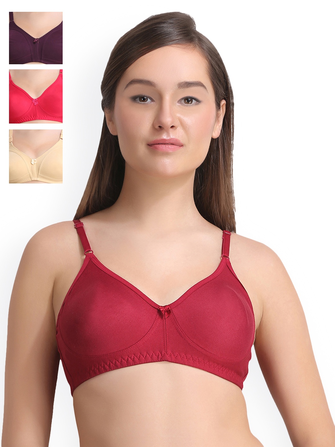 

Leading Lady Pack Of 4 Everyday Bras LLCONCENT-4-RN-PP-MR-SKN, Multi