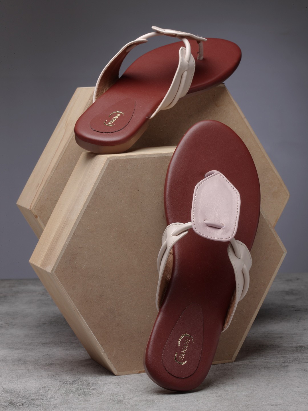 

PANAHI Women Pink Solid T-Strap Flats