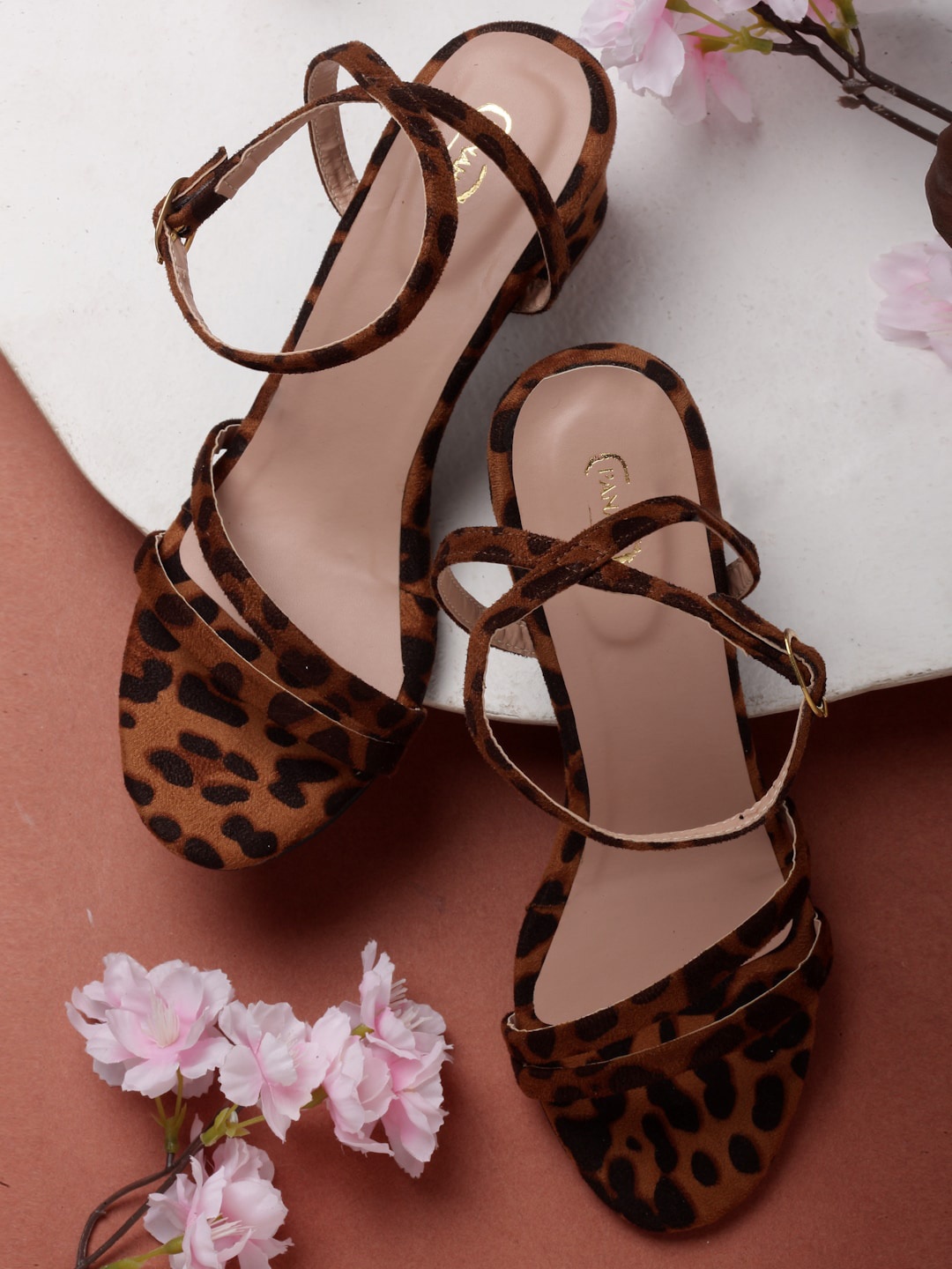 

PANAHI Brown Printed Block Heels