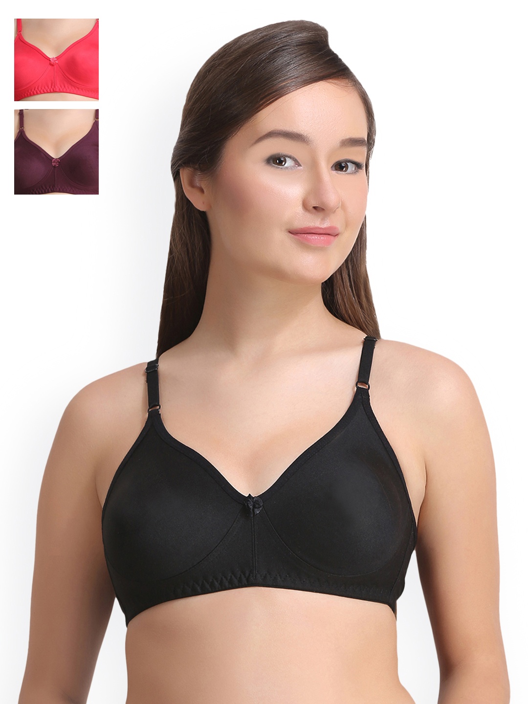

Leading Lady Pack of 3 Solid Everyday Bras LLCOOL-3-PP-GJ-BLK, Purple