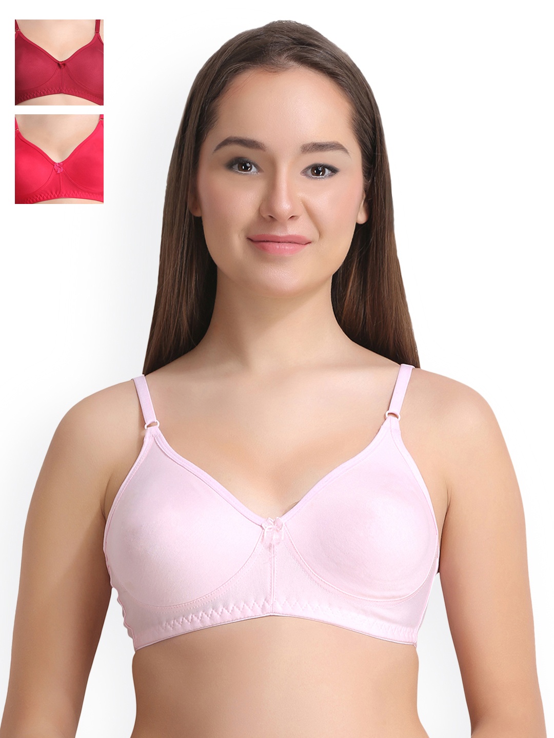 

Leading Lady Pack of 3 Solid Everyday Bras LLCOOL-3-RN-PK-MR, Pink