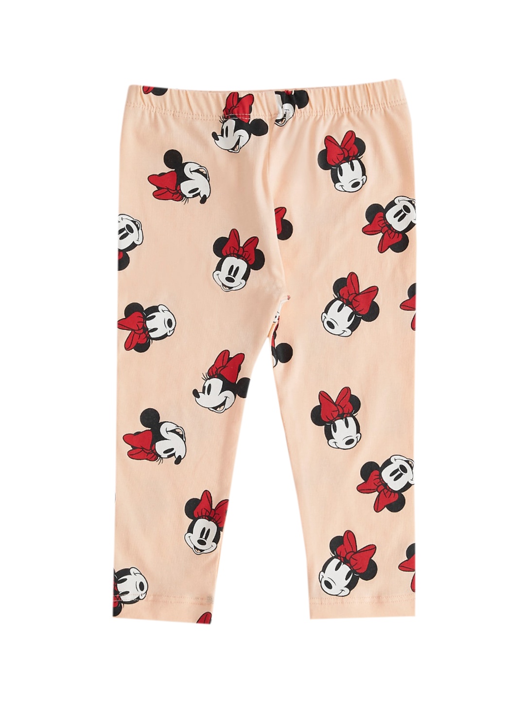 

Pantaloons Baby Girls Peach-Coloured & Black Printed Cotton Leggings