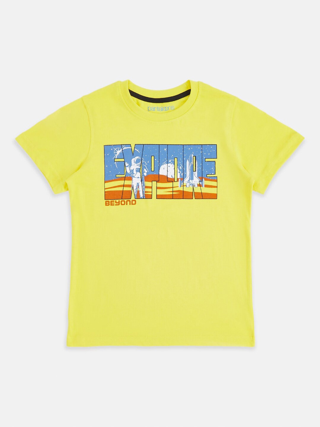 

Pantaloons Junior Boys Yellow Typography Printed T-shirt