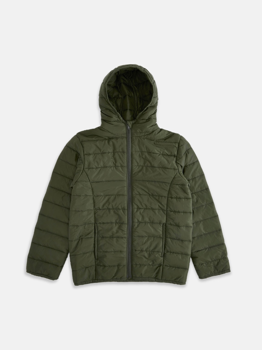 

Pantaloons Junior Boys Olive Green Solid Padded Jacket
