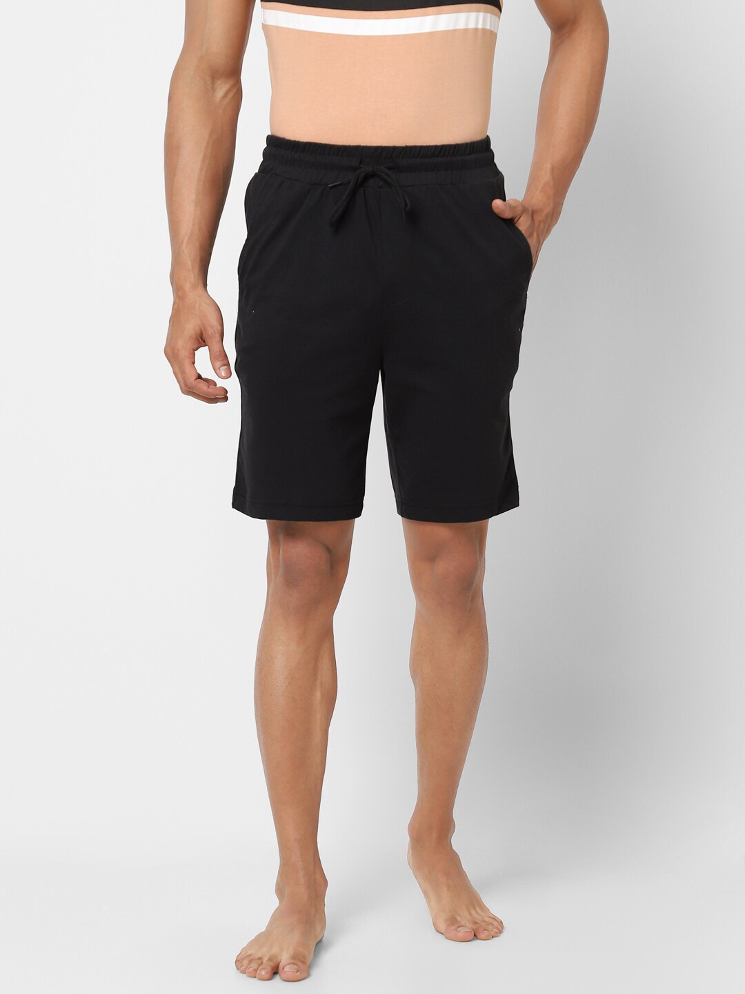 

Ajile by Pantaloons Men Black Solid Cotton Lounge Shorts