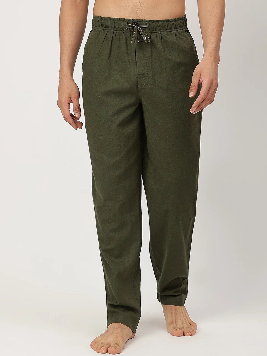 

Marks & Spencer Men Green Solid Lounge Pants, Olive