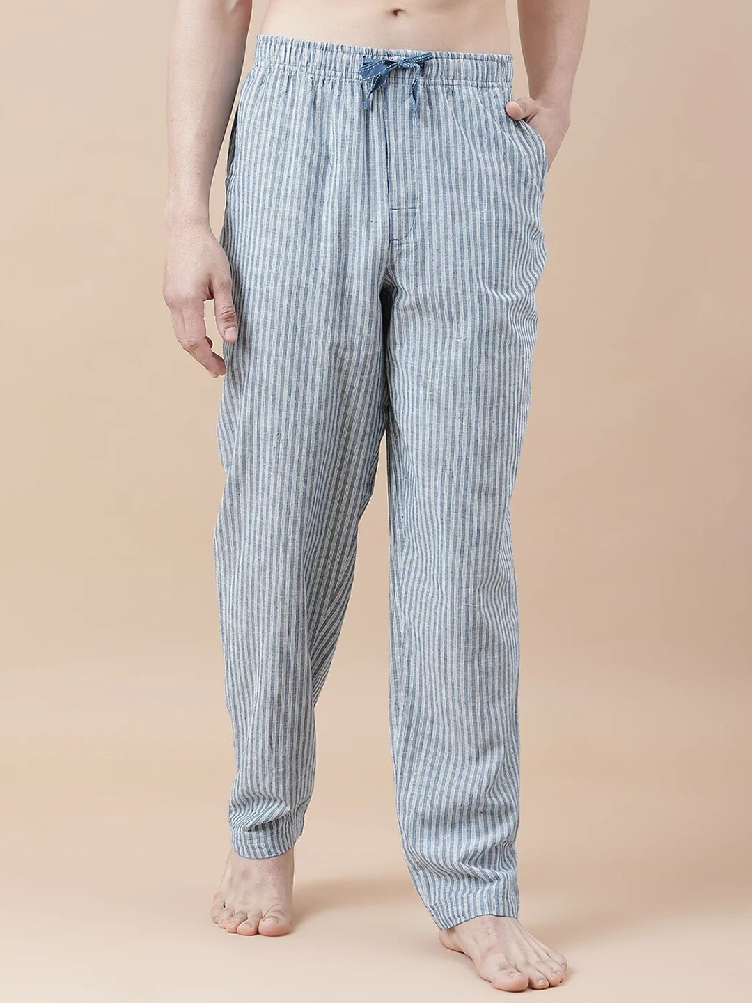 

Marks & Spencer Men Striped Lounge Pants, Blue